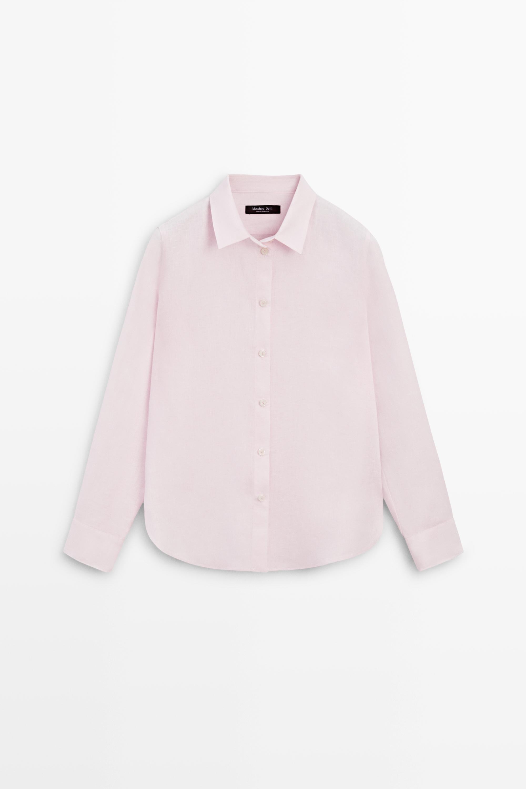 Flowing 100% linen shirt — PINK