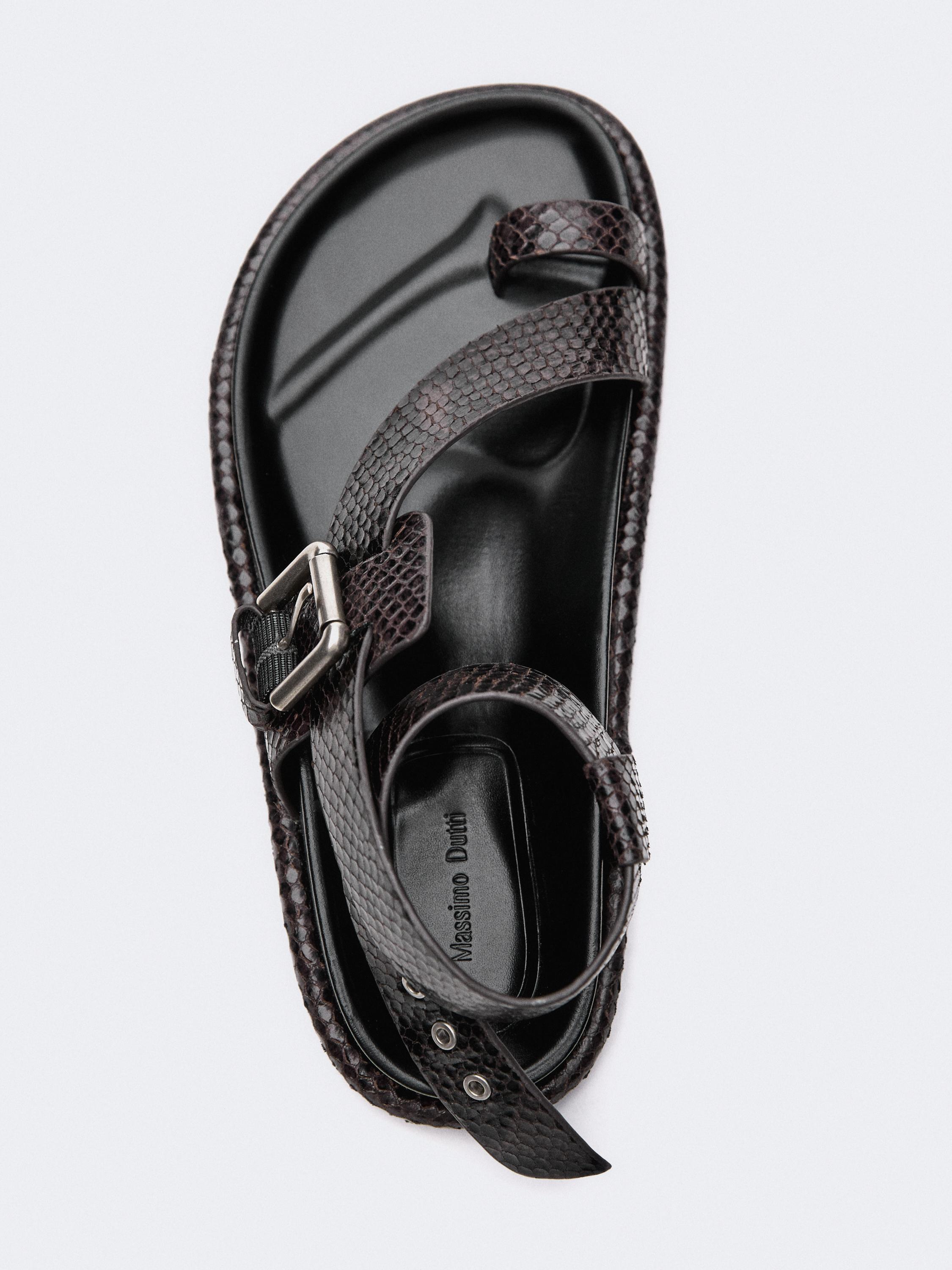 サンダル Massimo Dutti Leather sandals toe divider TF5D0142 Leather sandals with toe divider · Brown · Shoes | Massimo Dutti