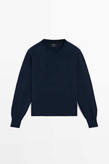 100% cashmere long sleeve sweater — NAVY BLUE 2