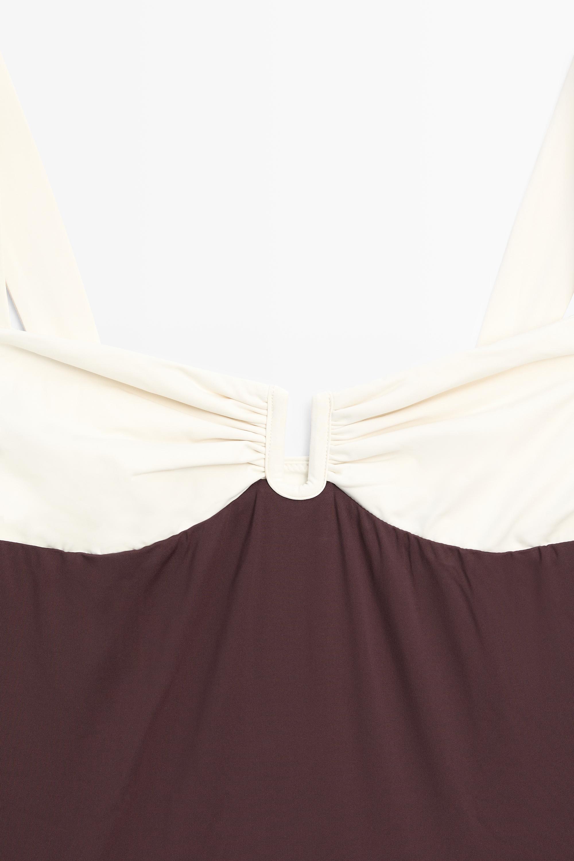 Swimsuit with gathered detail — BROWN