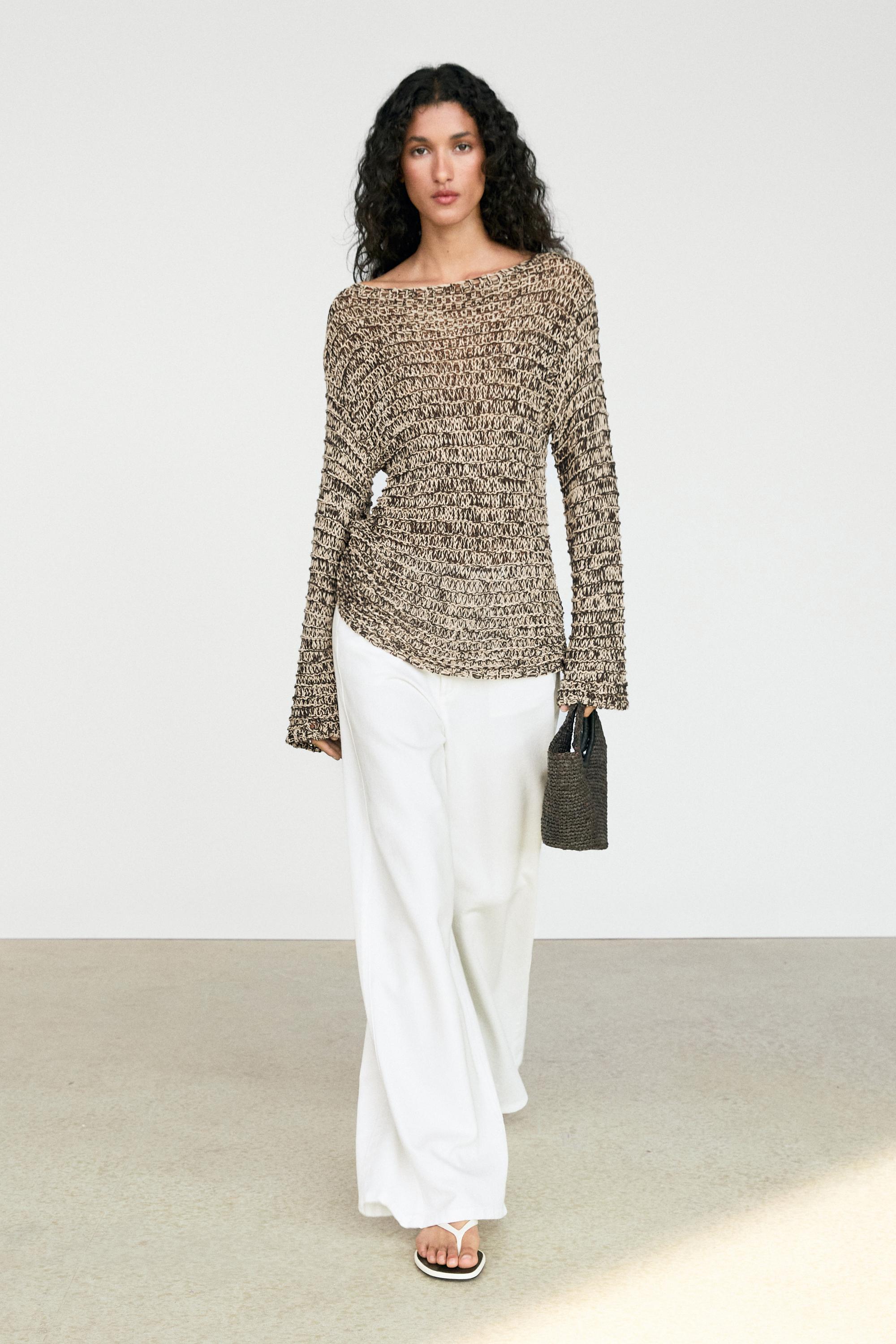 Marled knit sweater — SAND