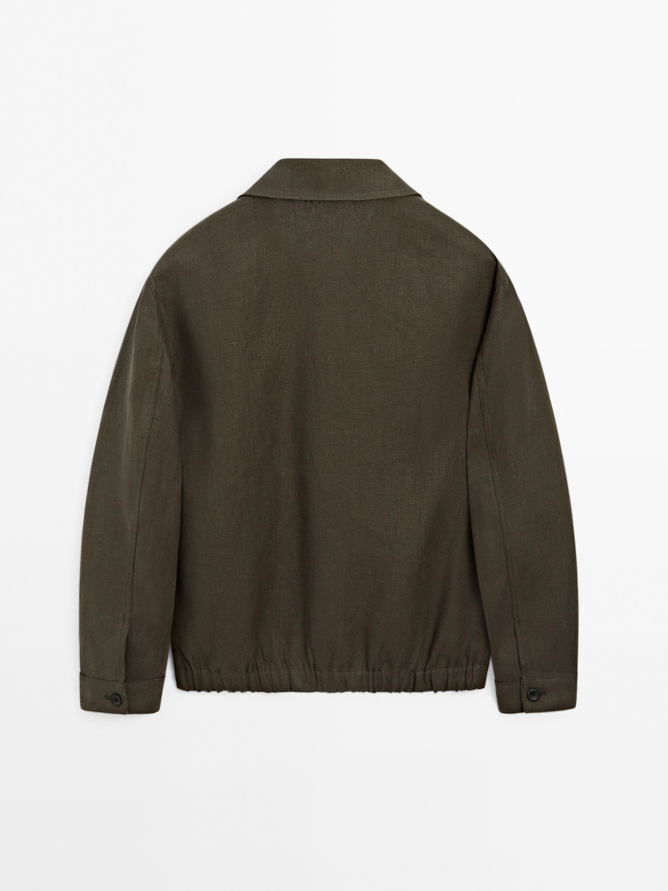 100% linen overshirt · Khaki · Dressy | Massimo Dutti