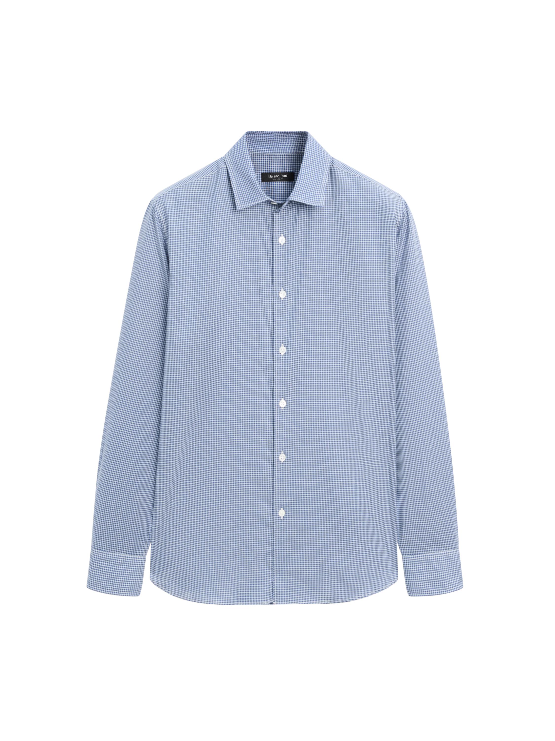 Regular fit check 100% cotton shirt — DEEP BLUE