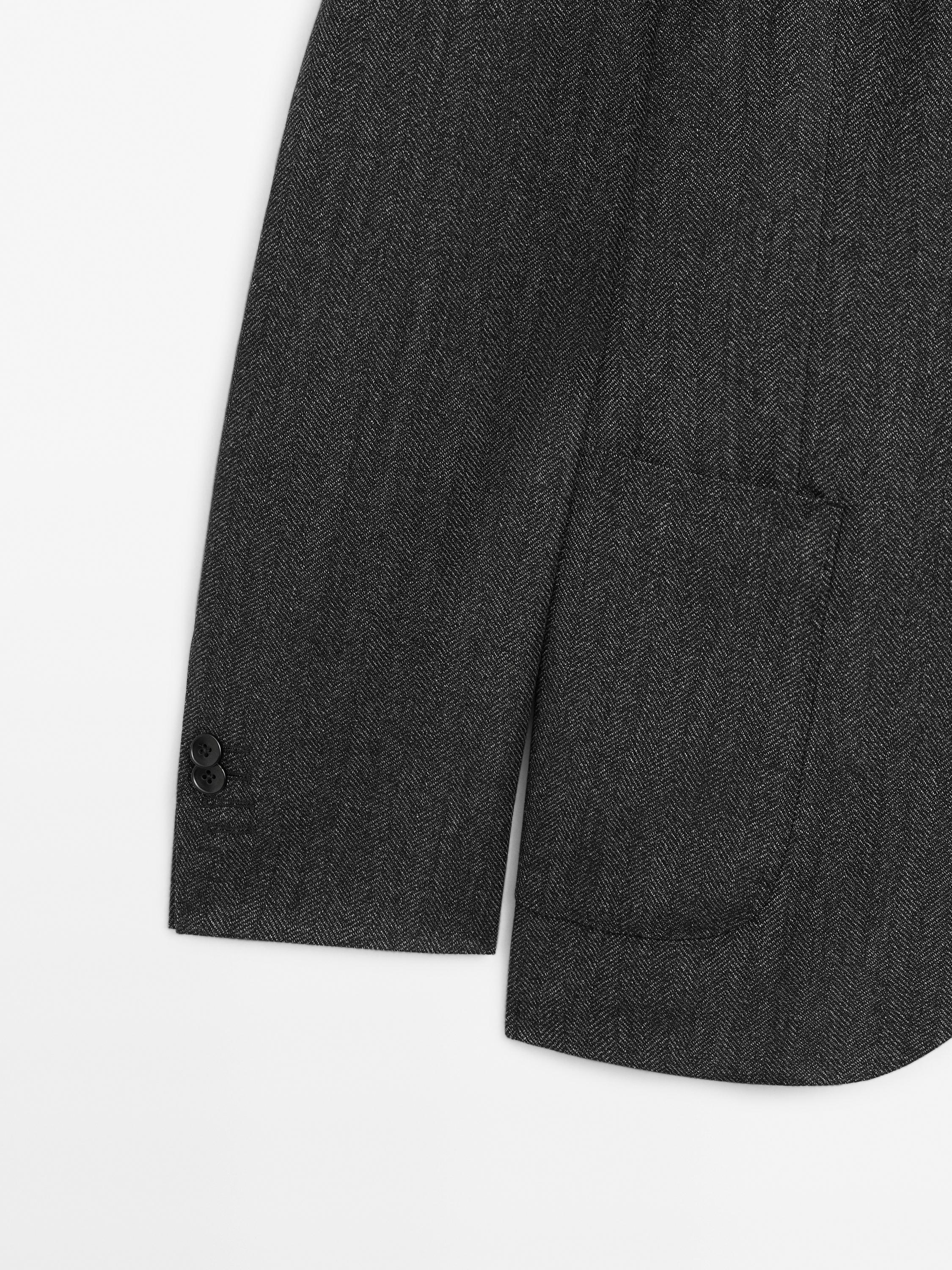 Blazer aus Wollmischgewebe mit Fischgrätenmuster
