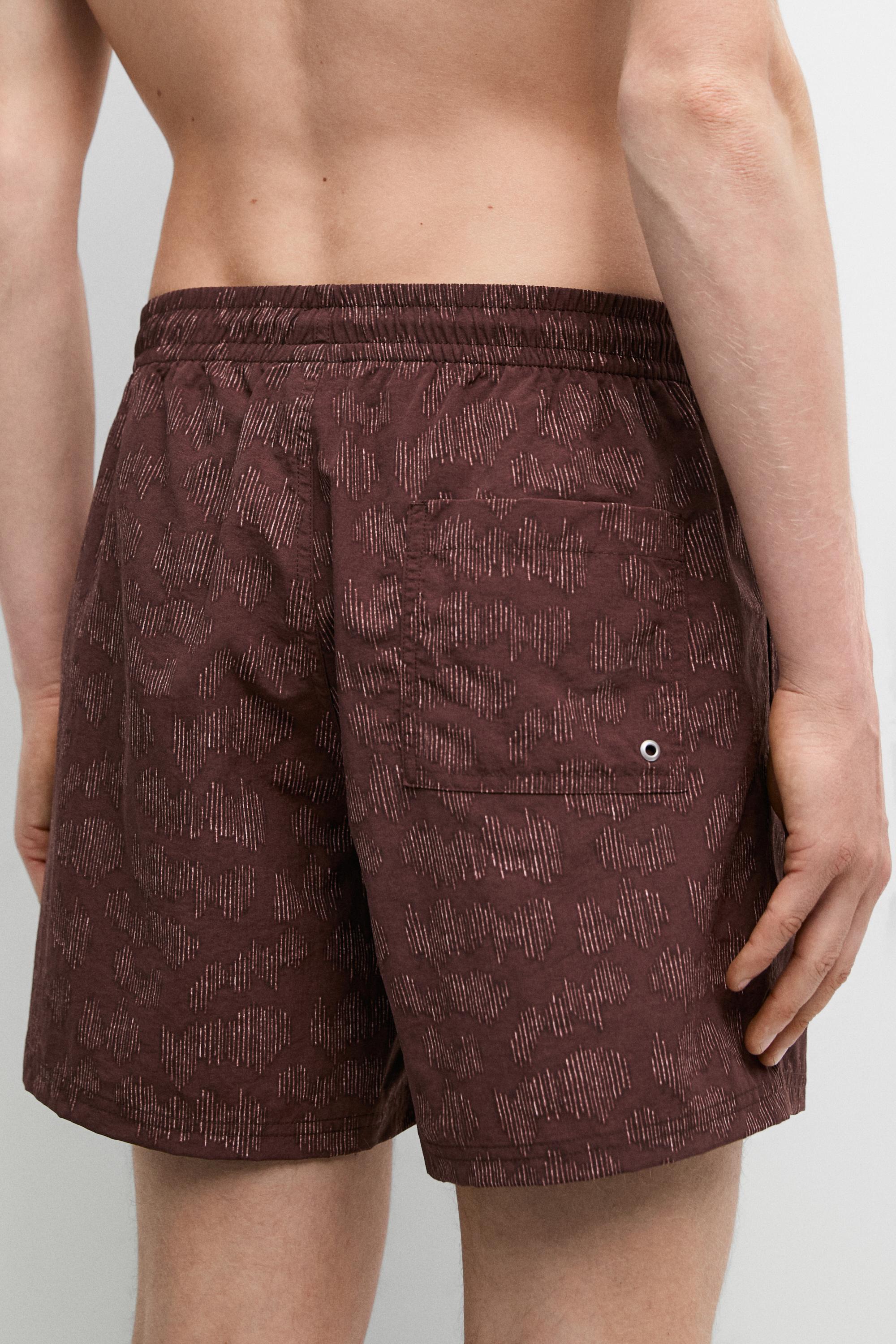 Printed swimming trunks — BURGUNDY