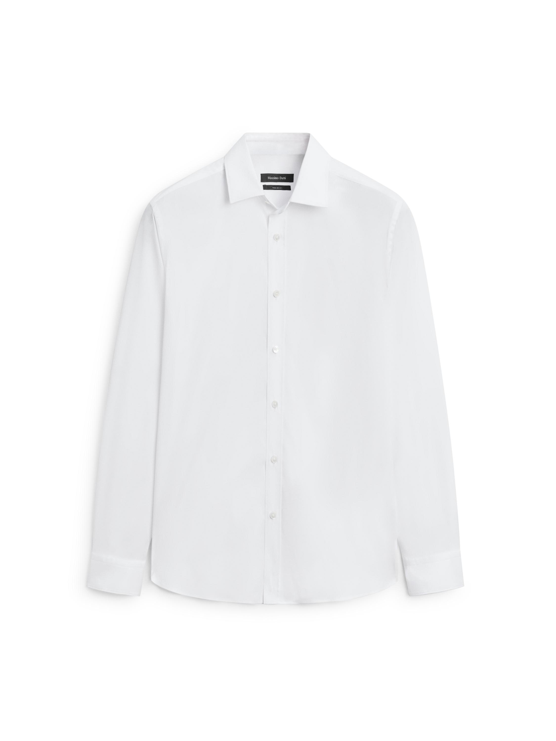 Slim fit stretch cotton blend shirt — WHITE