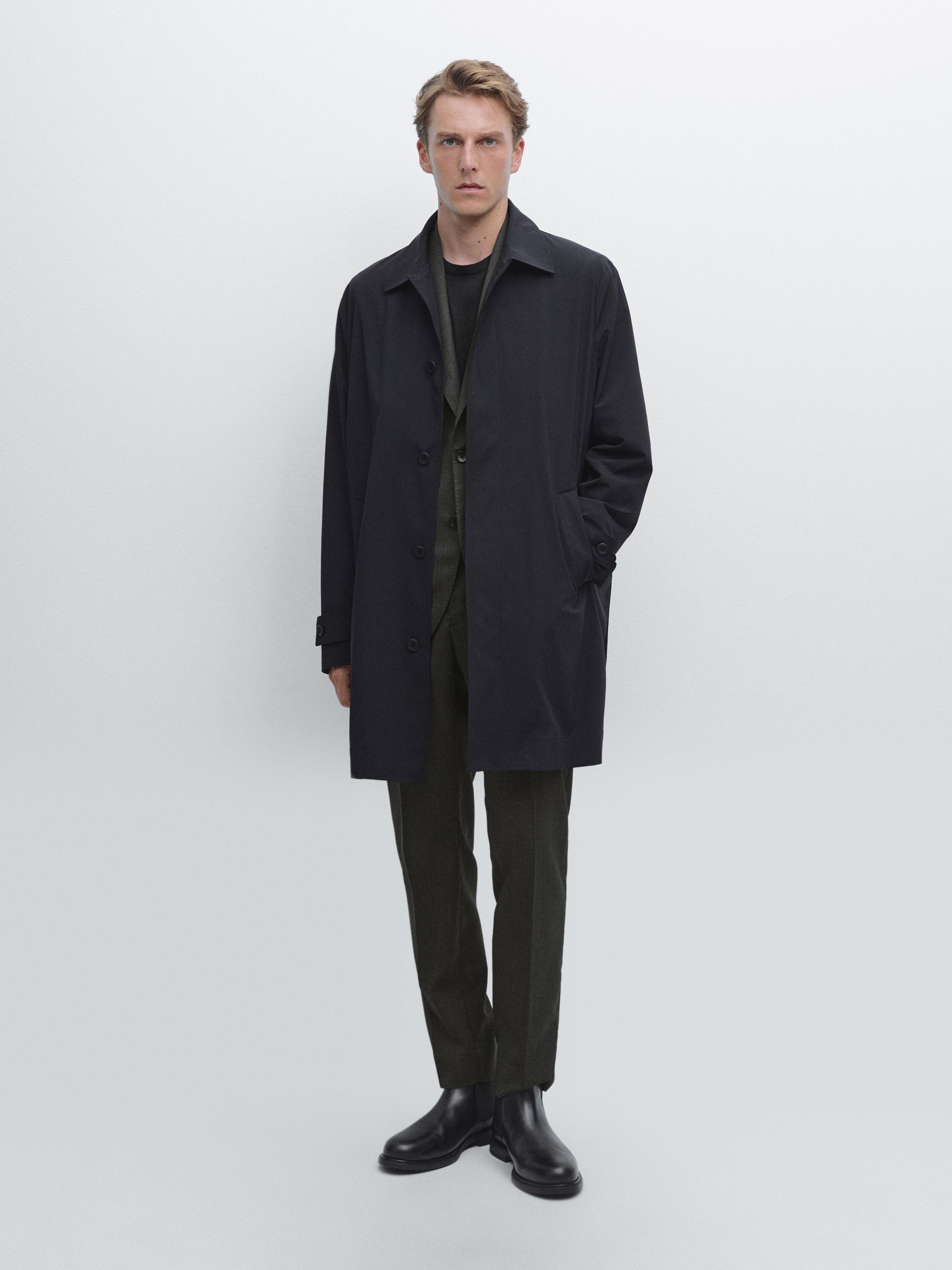 Lightweight trench coat with hidden buttons