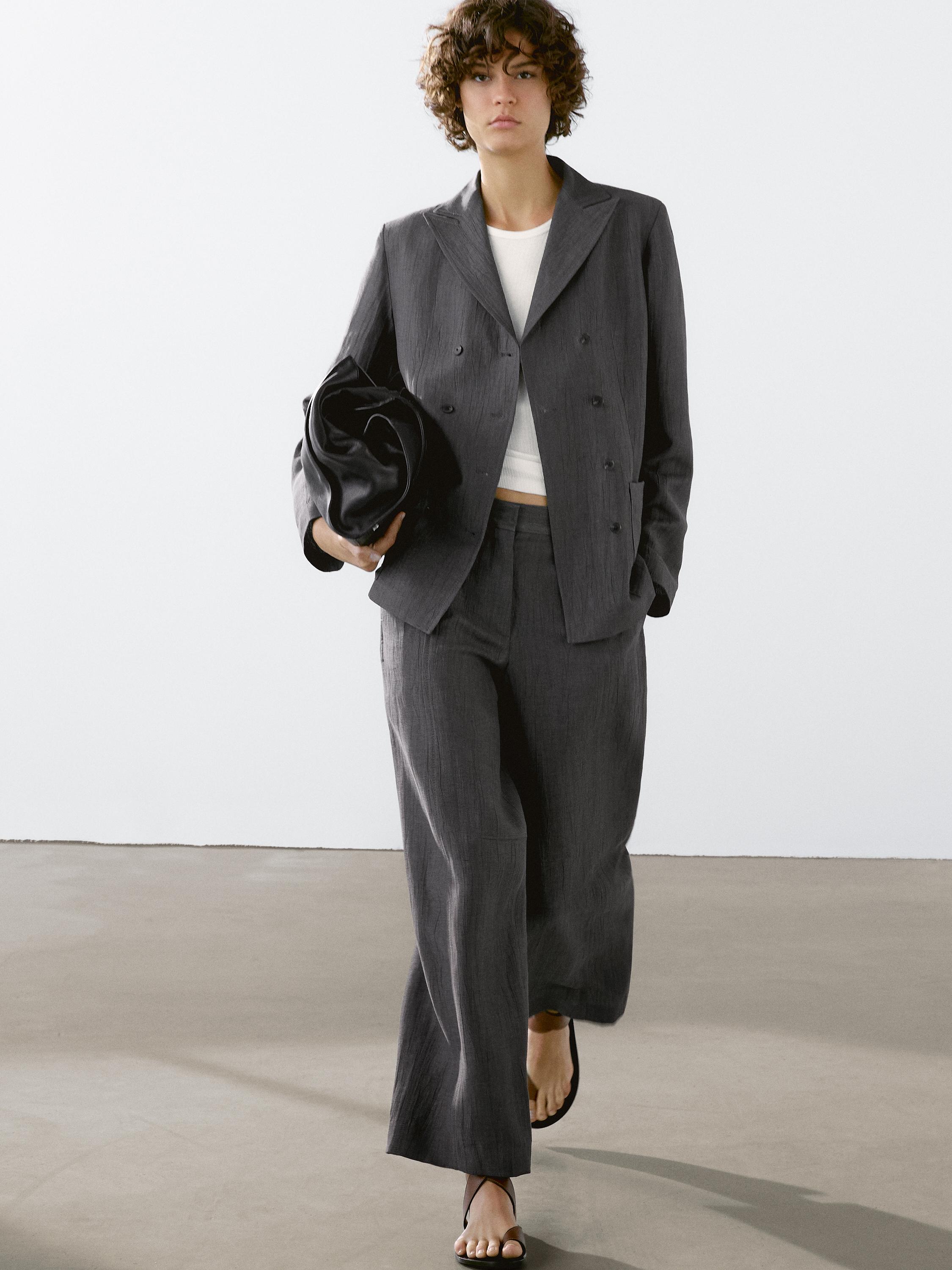 Flowing linen blend suit blazer