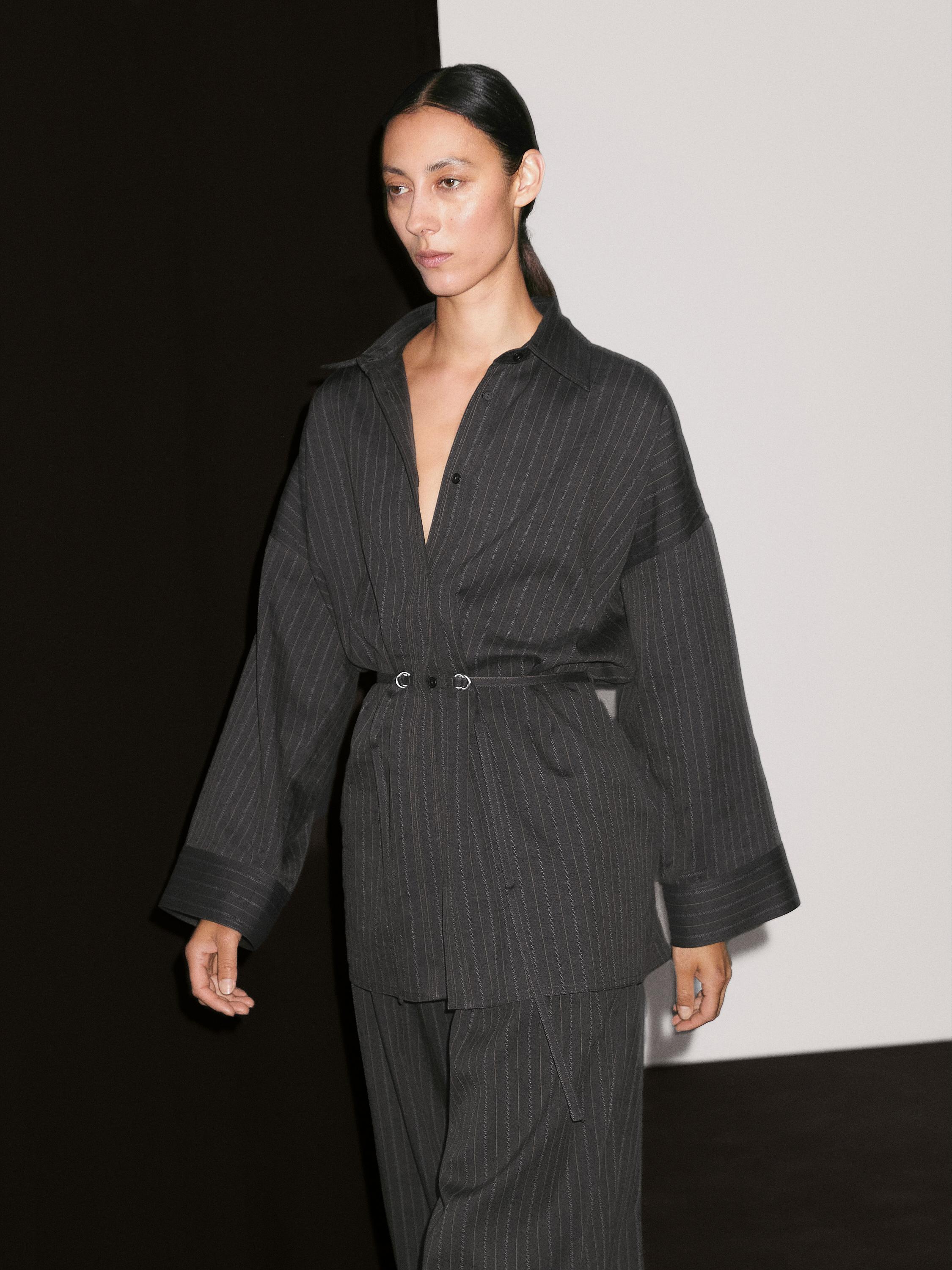 Surchemise avec boucles à rayures