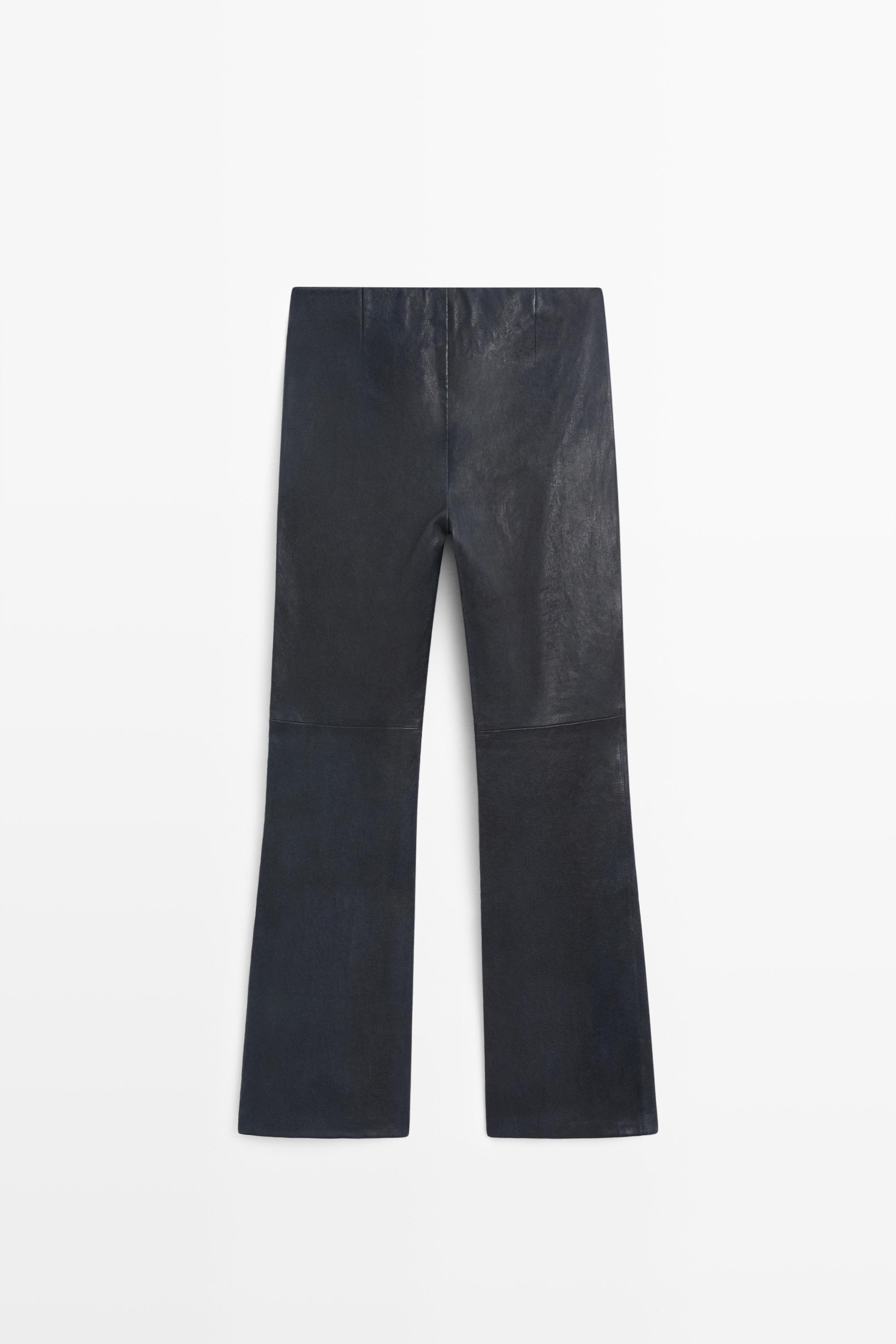 Nappa leather flare fit leggings — BLUE