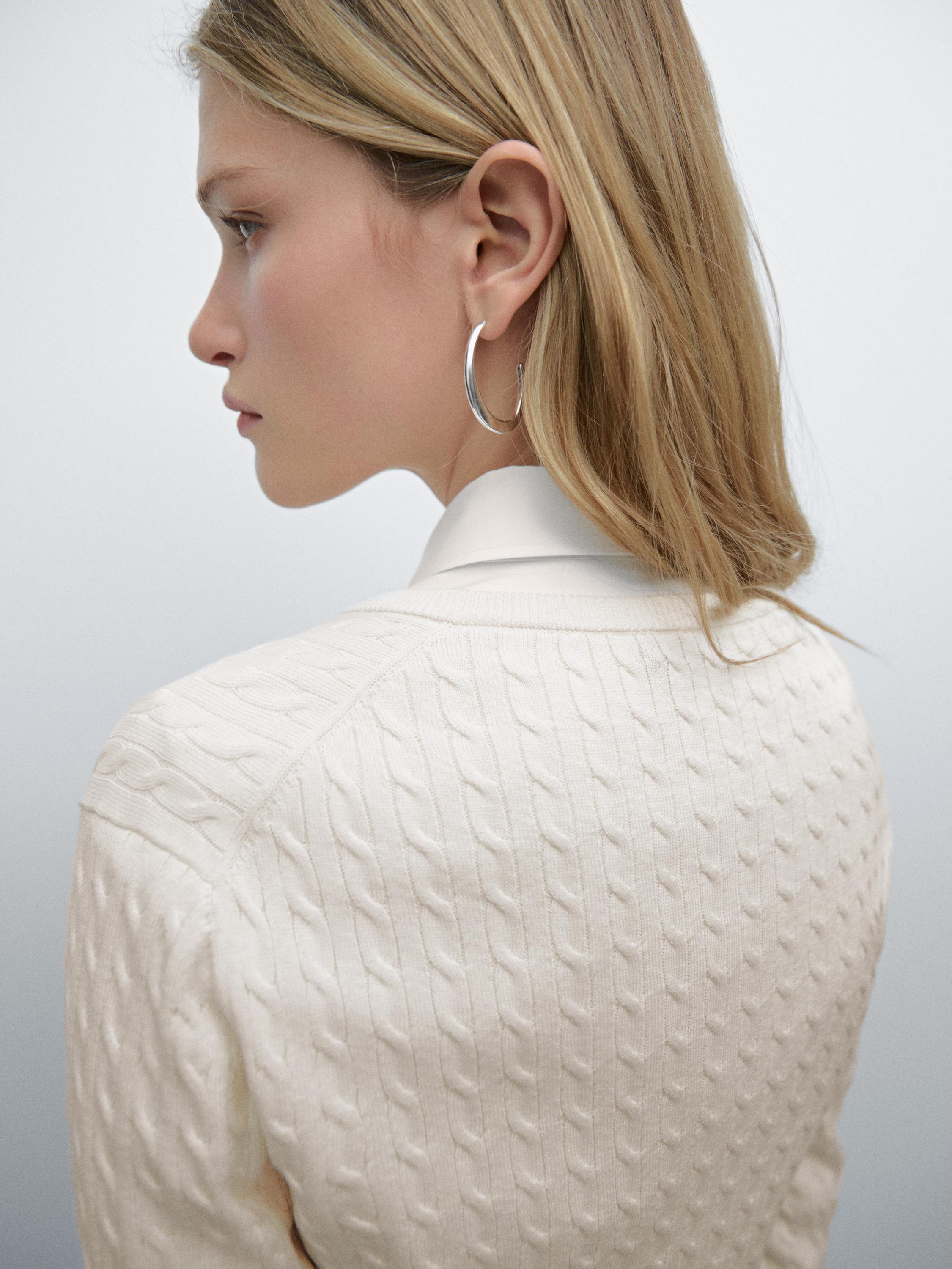 100% cotton cable-knit cardigan