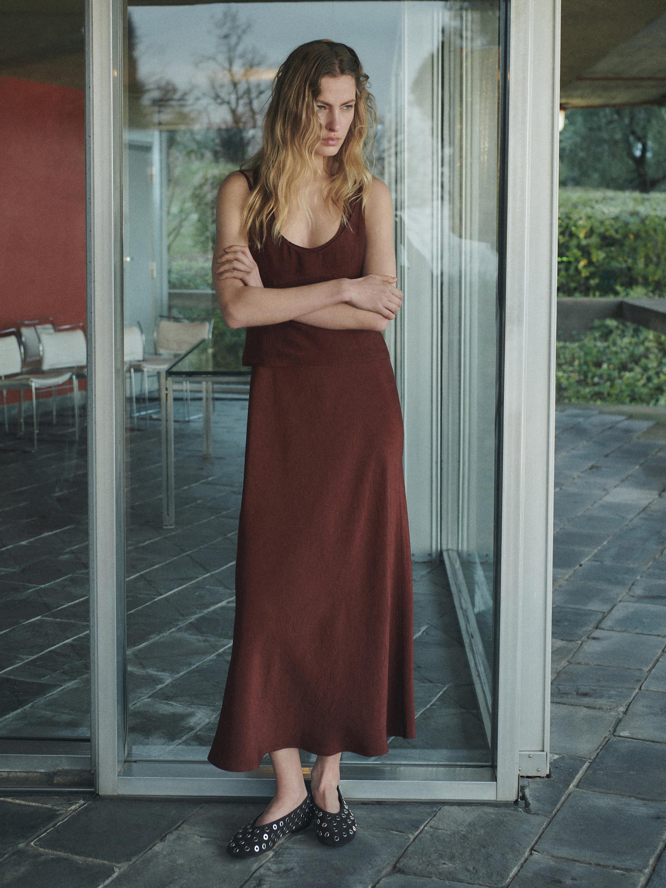 Satin halterneck midi dress