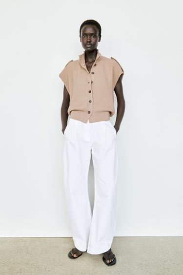 100% cotton button-detail knit vest — CAMEL 8
