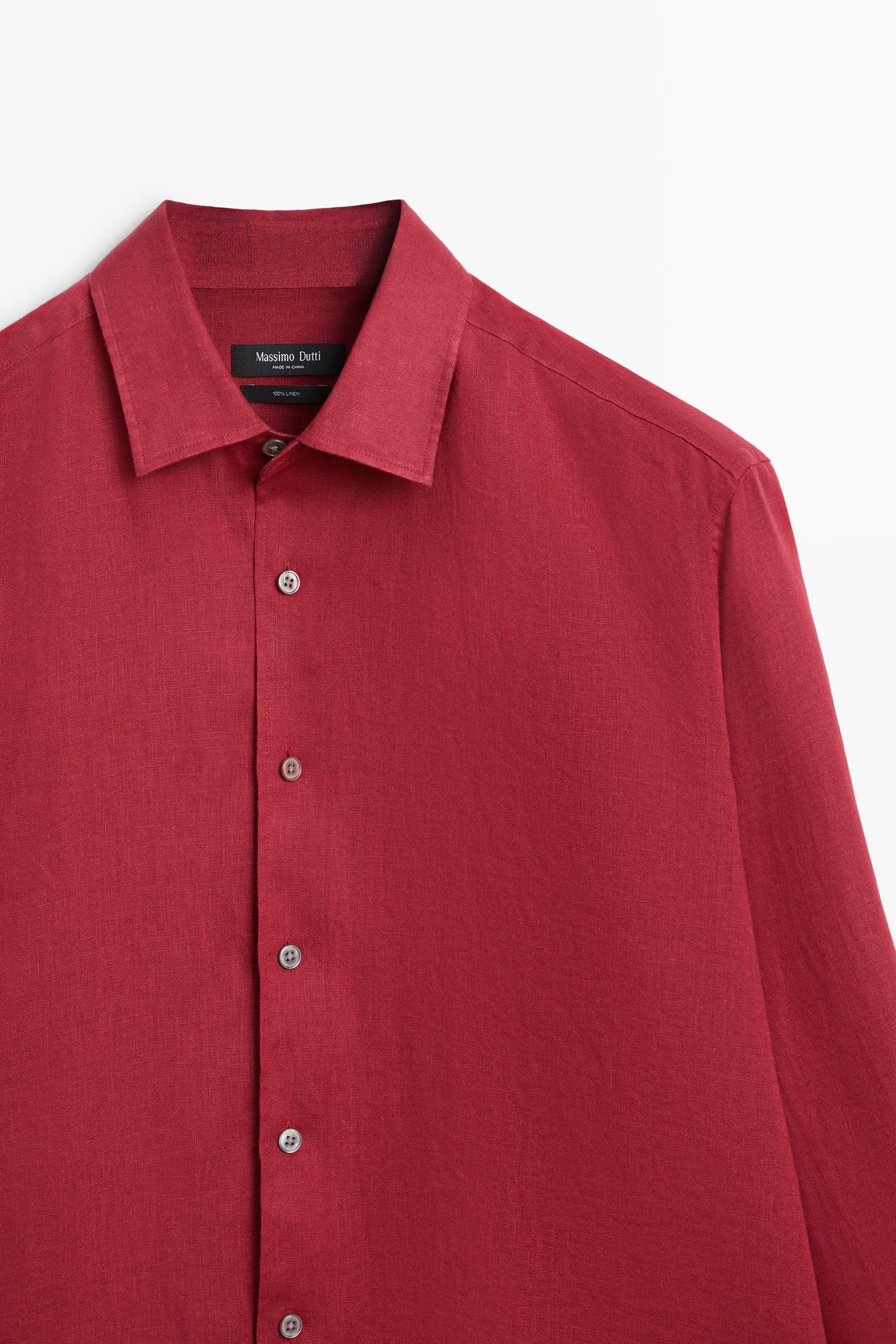 Regular fit 100% linen shirt — RED