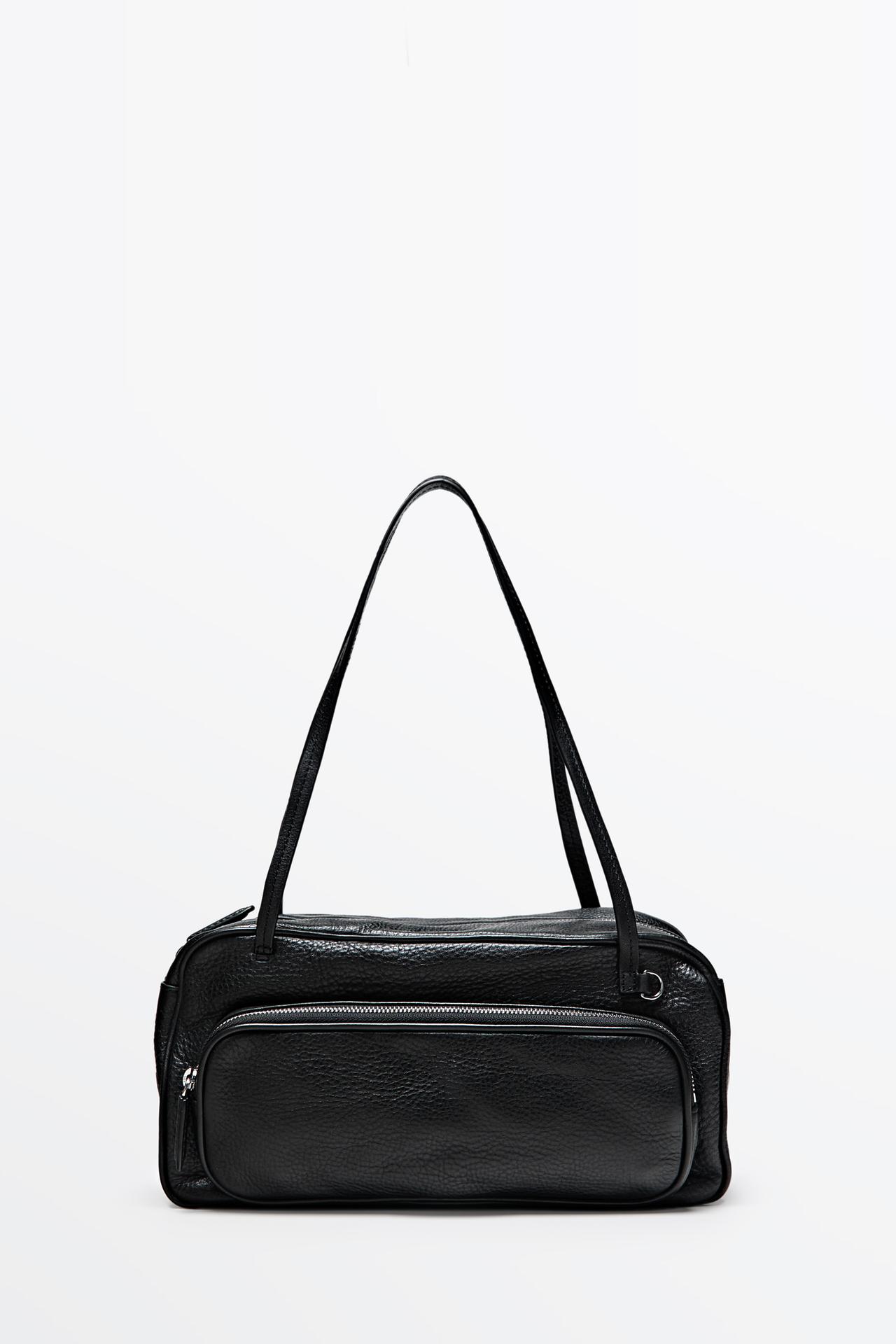 Medium Nappa leather bowling bag — BLACK