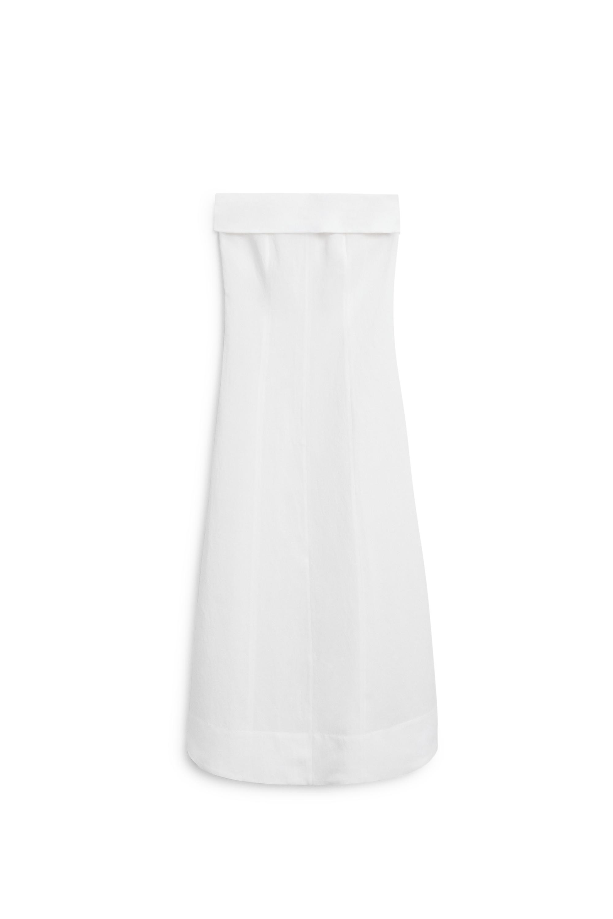 Linen strapless midi dress — WHITE