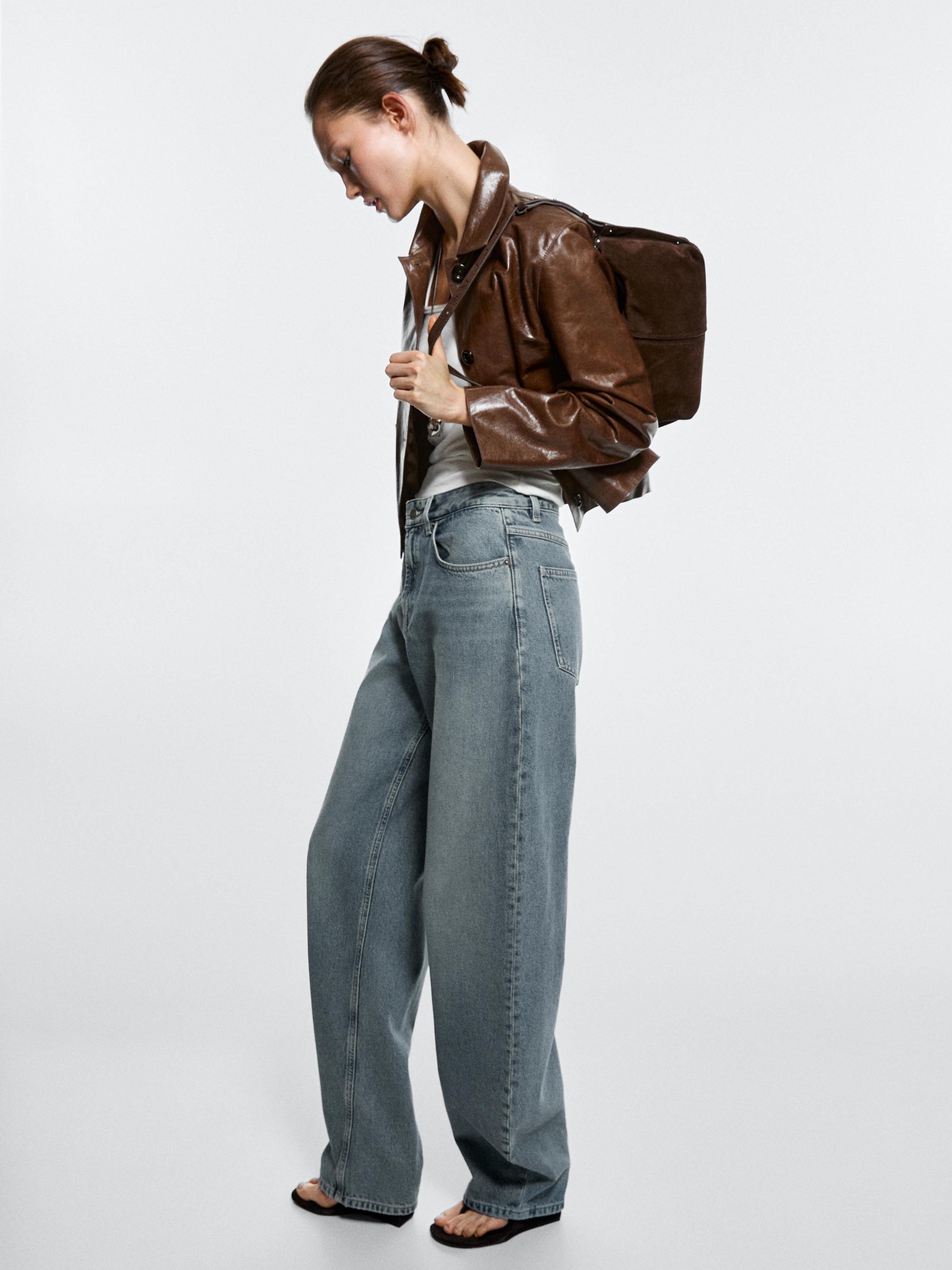 High-waist barrel fit jeans — Light Blue