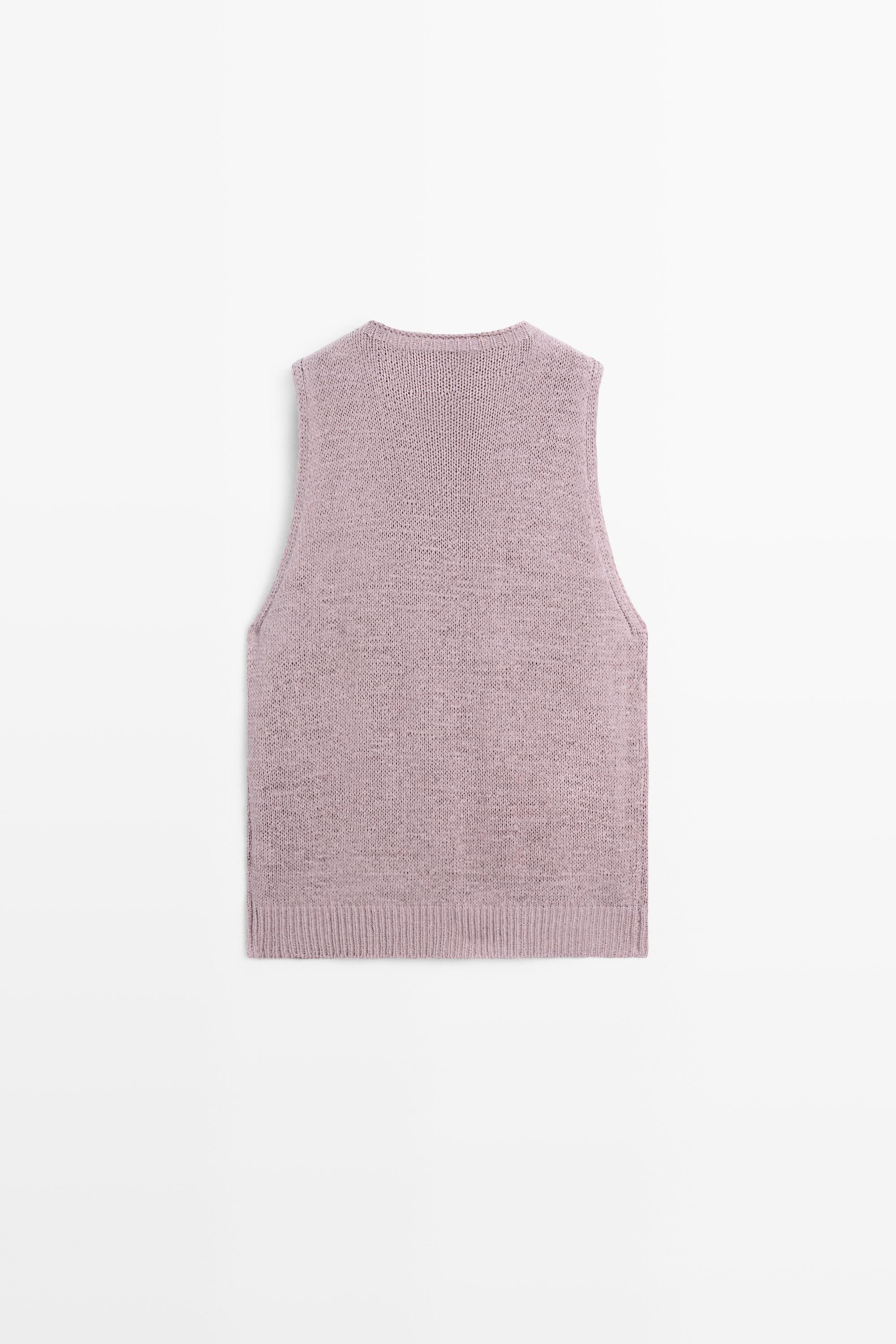 STUDIO Silk-Blend Knit Halter Top — PLUM