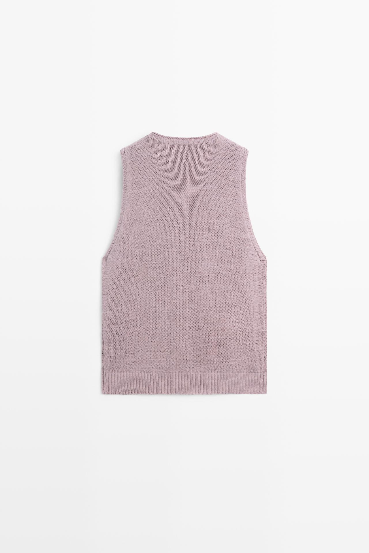 STUDIO Silk-Blend Knit Halter Top — PLUM