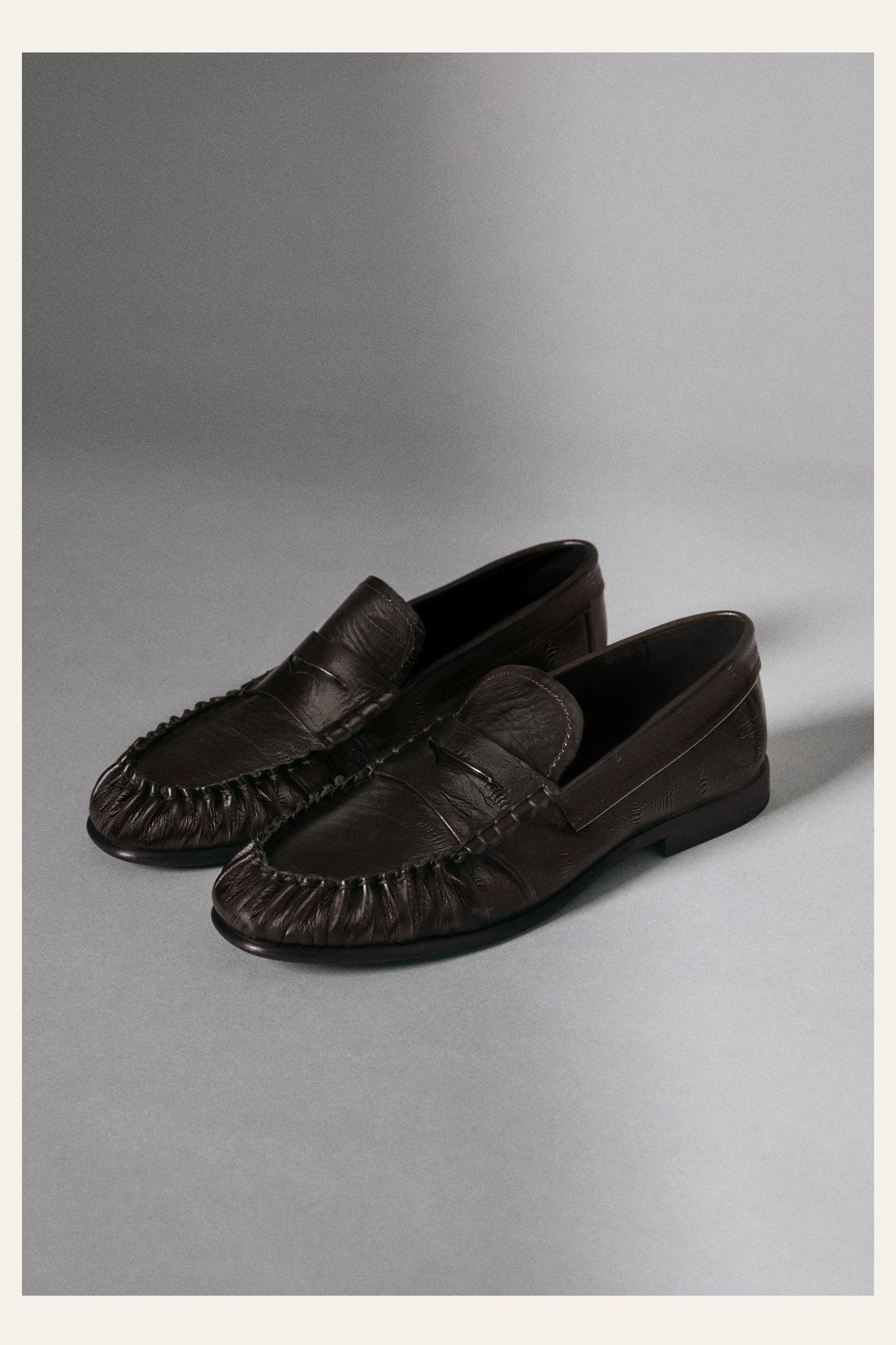 Embossed leather loafers — BROWN
