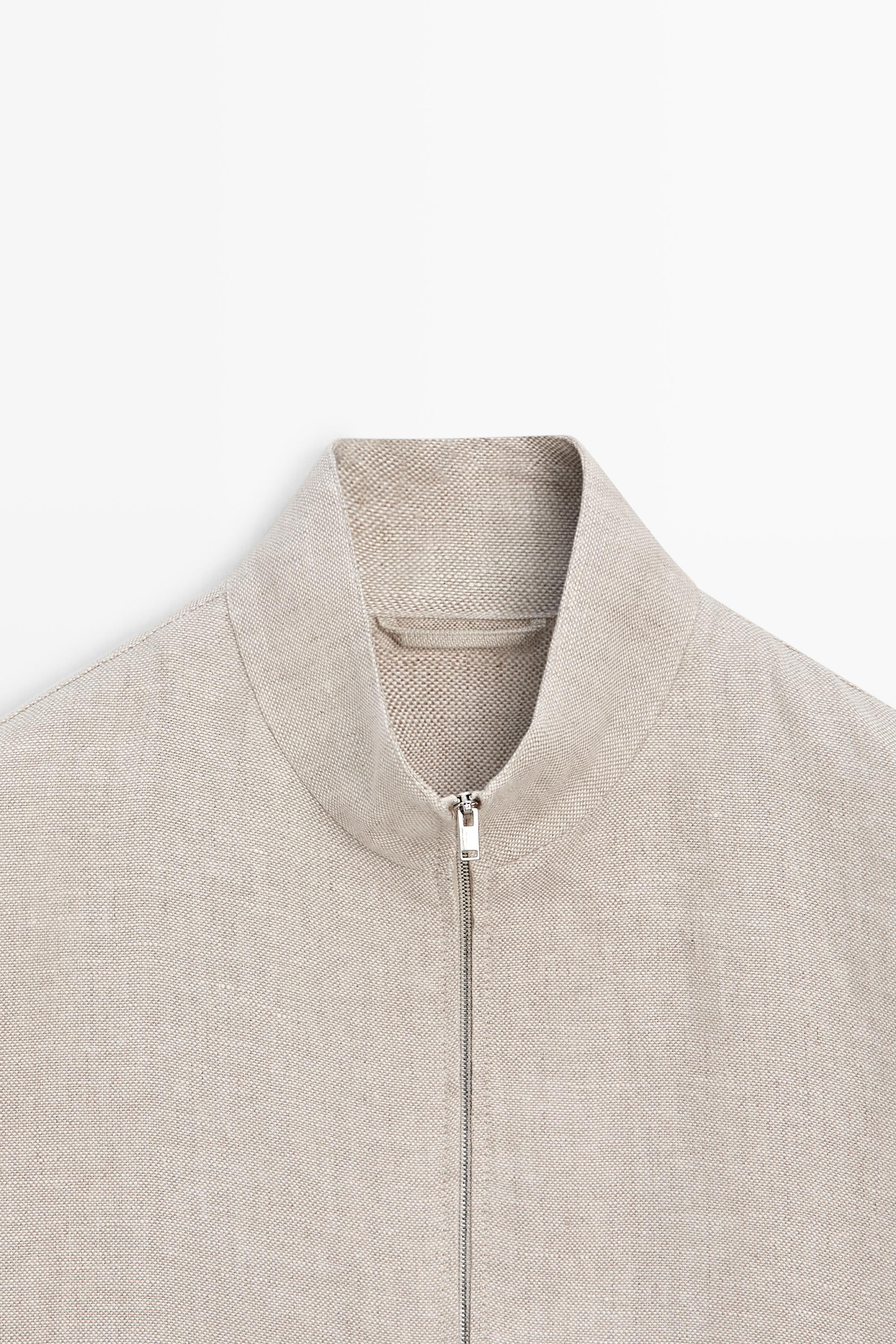 100% linen total look jacket with pockets — CREAM