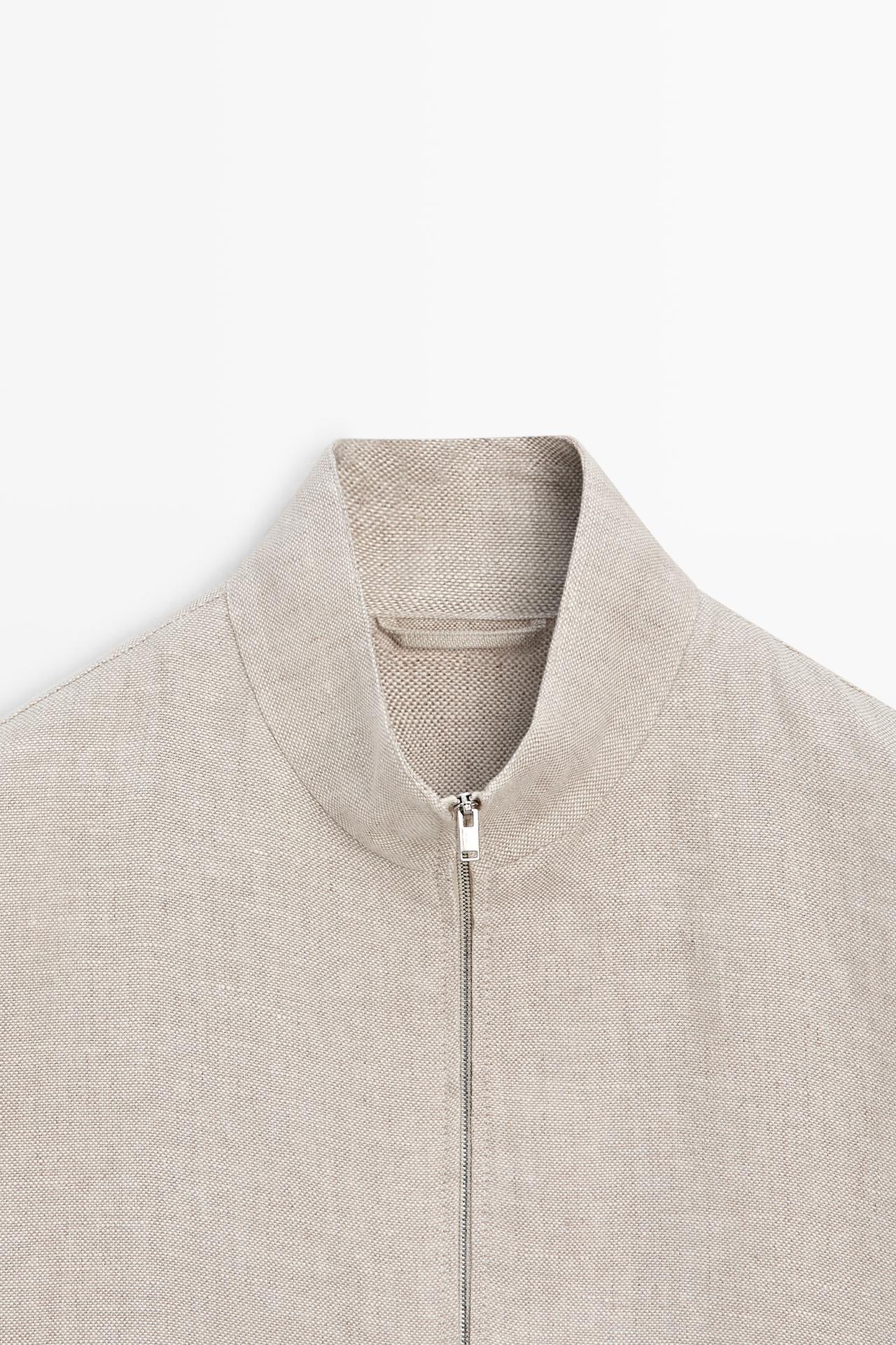 100% linen total look jacket with pockets — CREAM