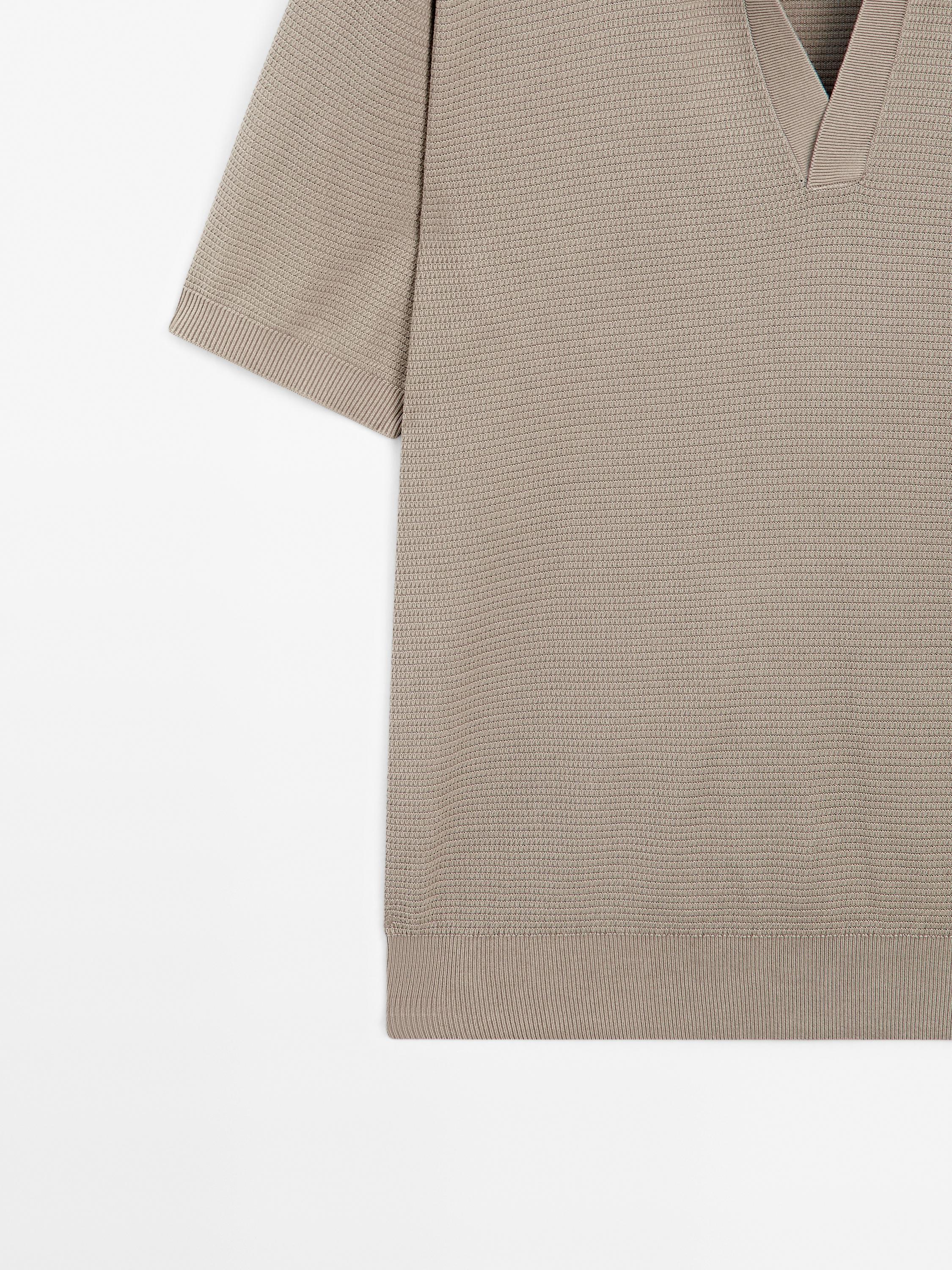 Knit V-neck polo shirt