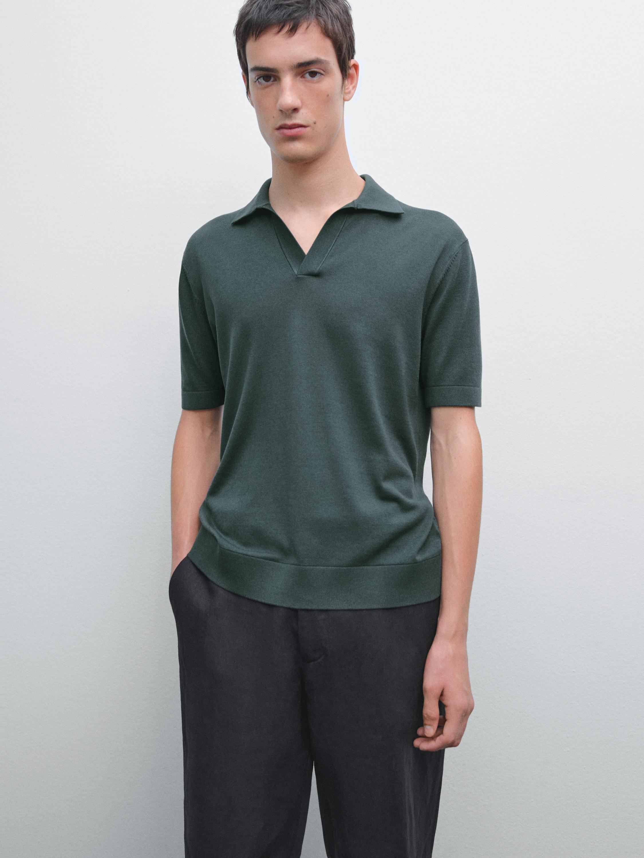 Knit V-neck polo shirt