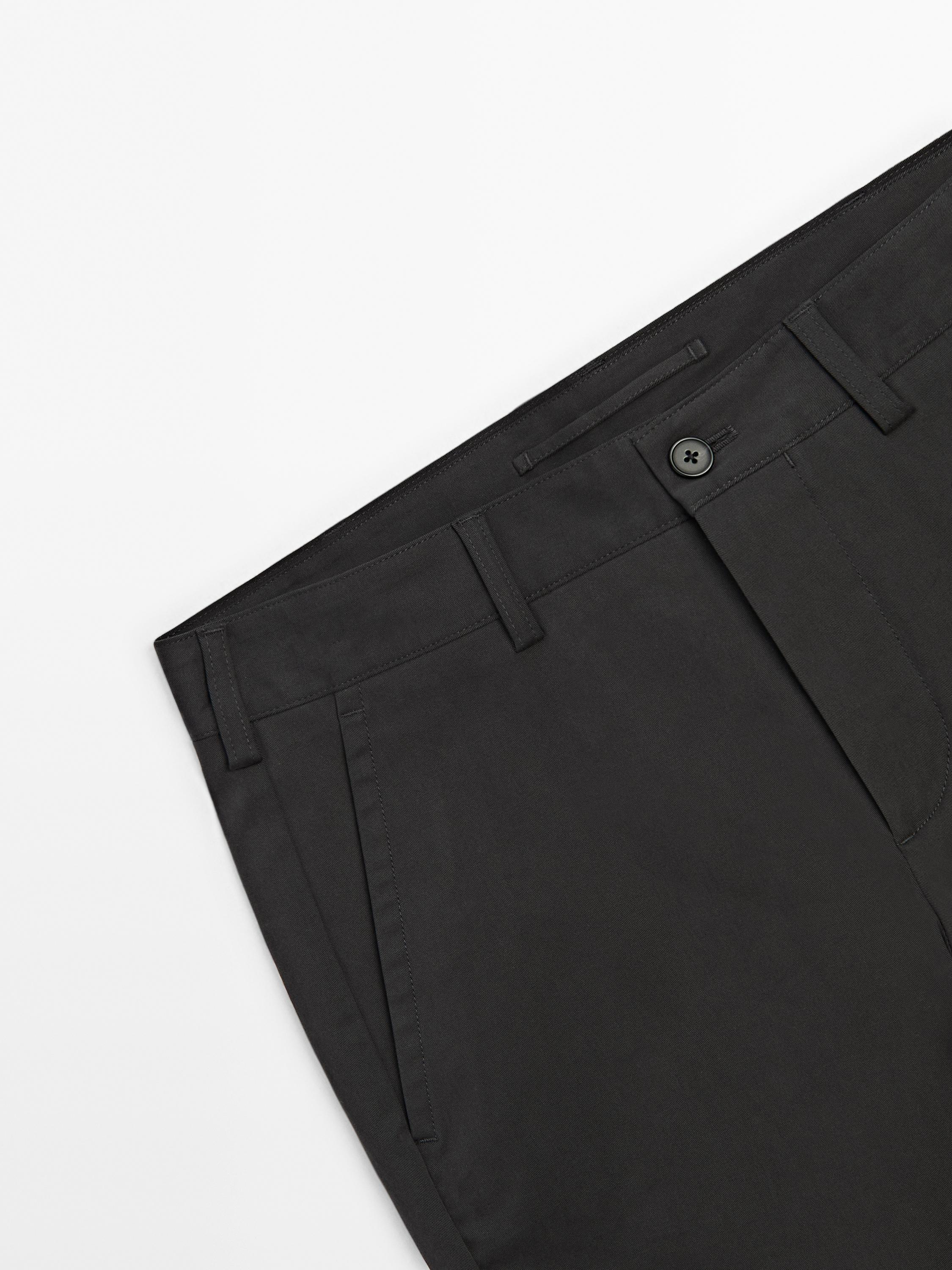 Cotton blend slim fit trousers