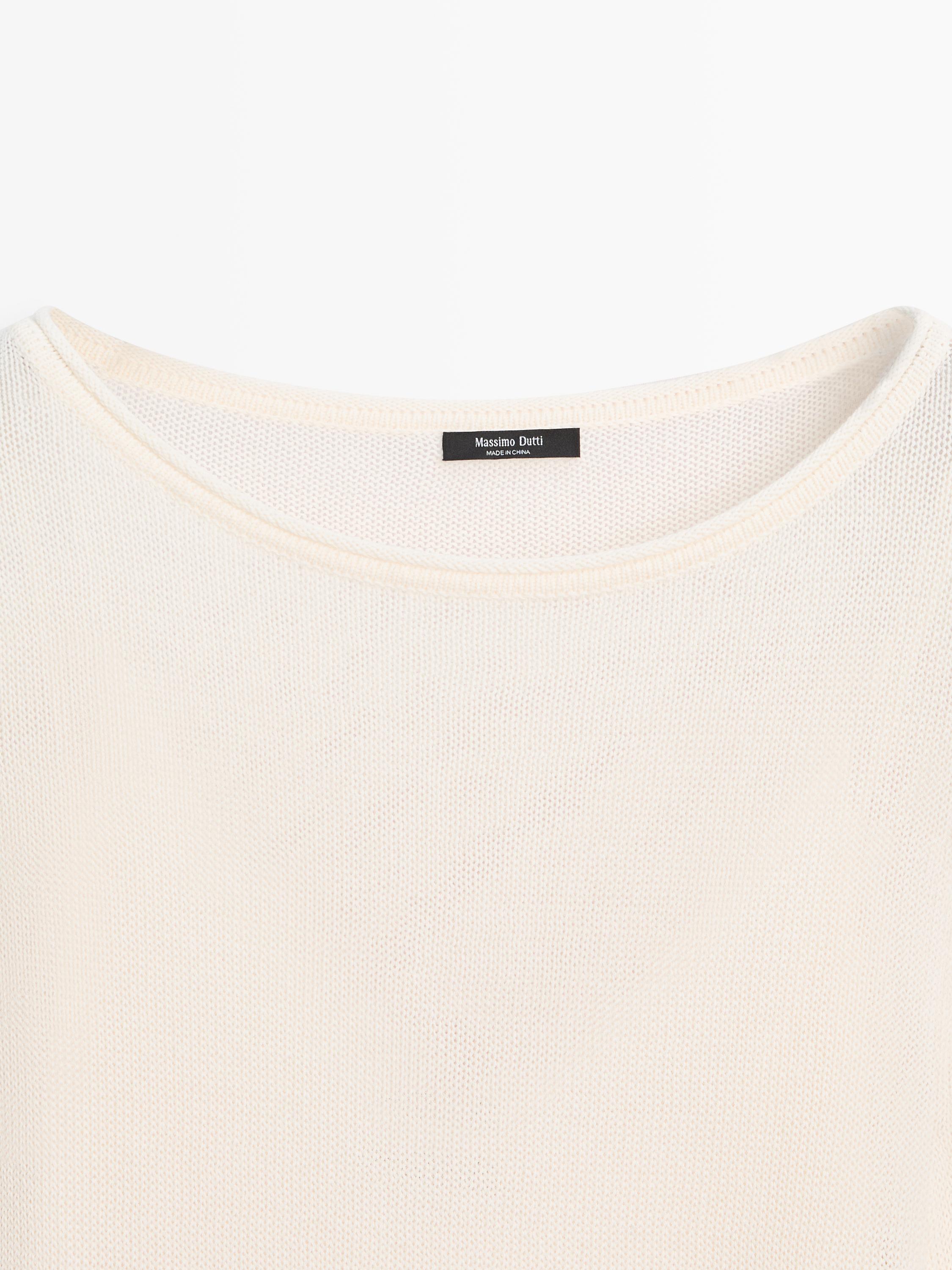 Double-layer knit dress with long sleeves — CREAM