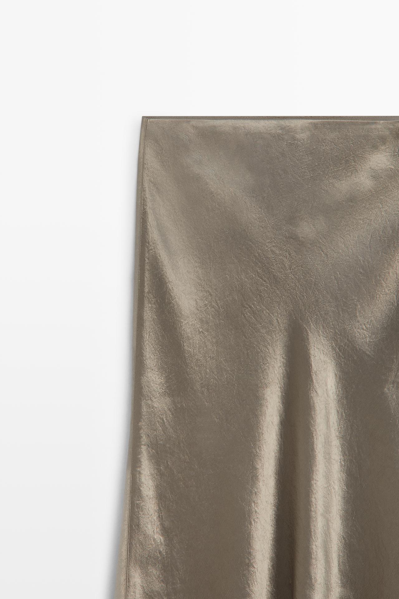 Satin flared midi skirt — TAUPE GREY