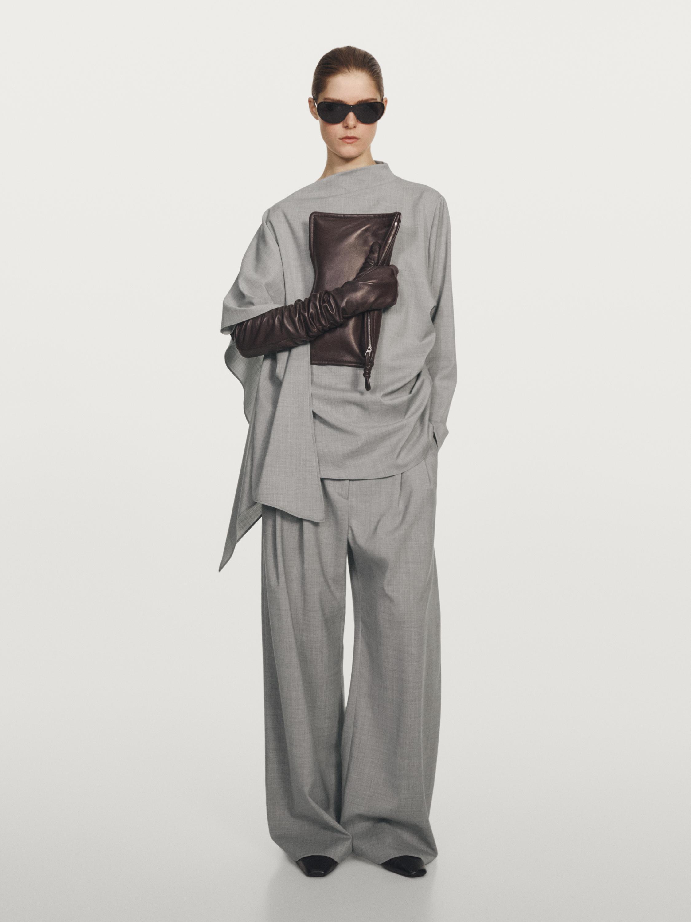 100% wool asymmetric ruffled blouse - STUDIO