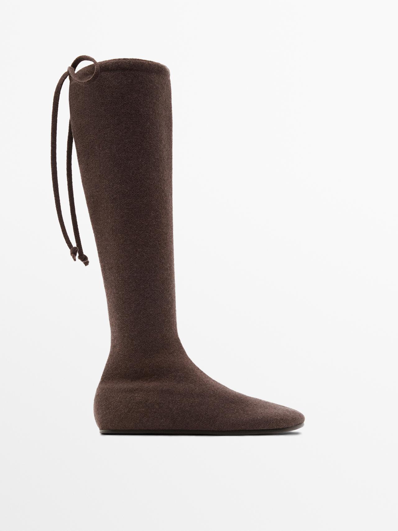 Bota Alta Cashmere - Marrón - 41 - Massimo Dutti - Mujer