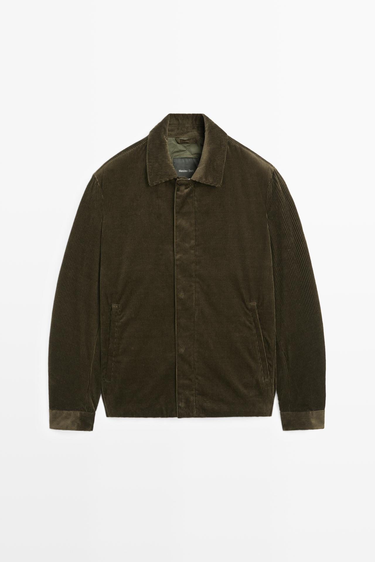 Corduroy jacket with placket detail — DARK KHAKI