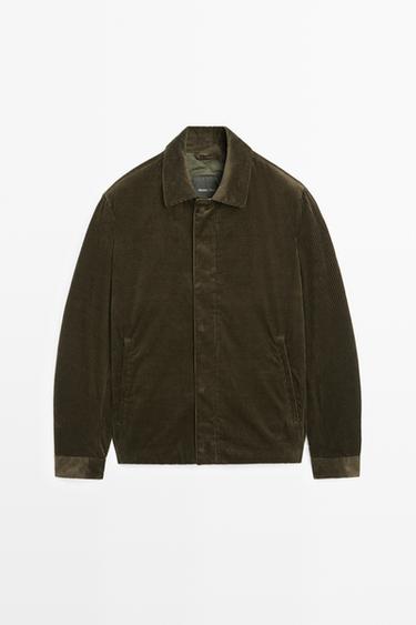 Corduroy jacket with placket detail — DARK KHAKI 2