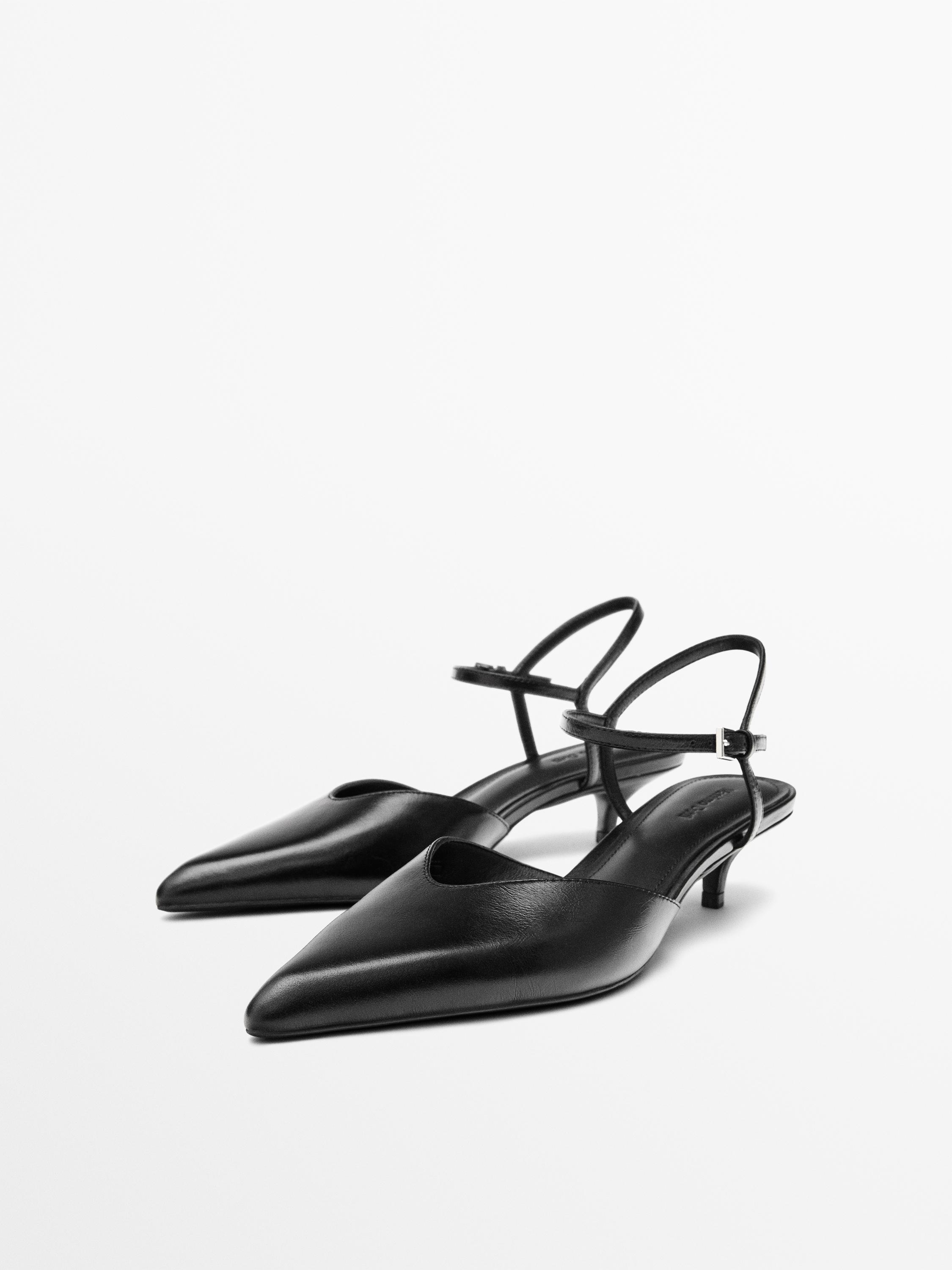 High-heel slingback shoes — BLACK