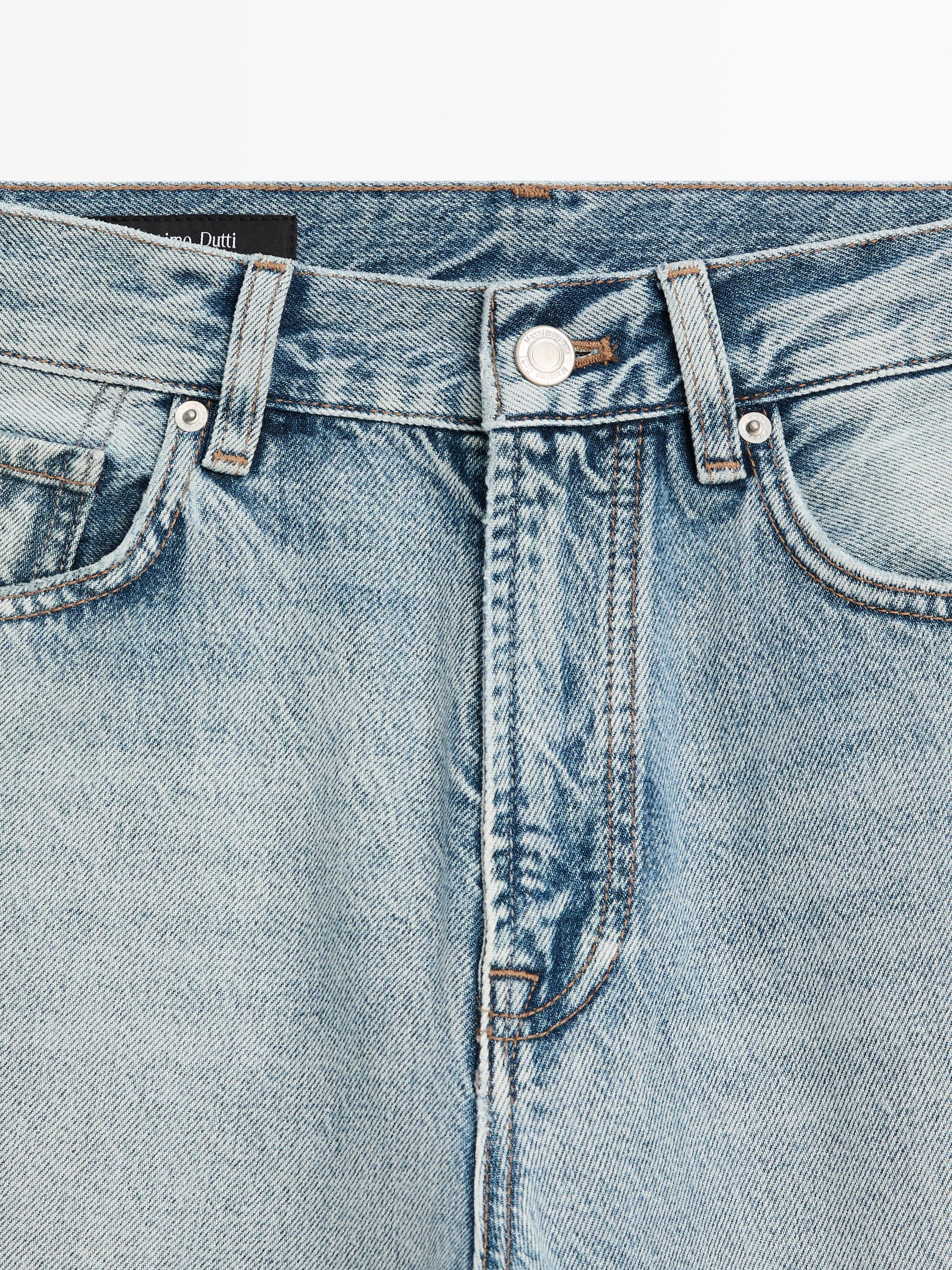 Straight-leg high-waist jeans — Light Blue