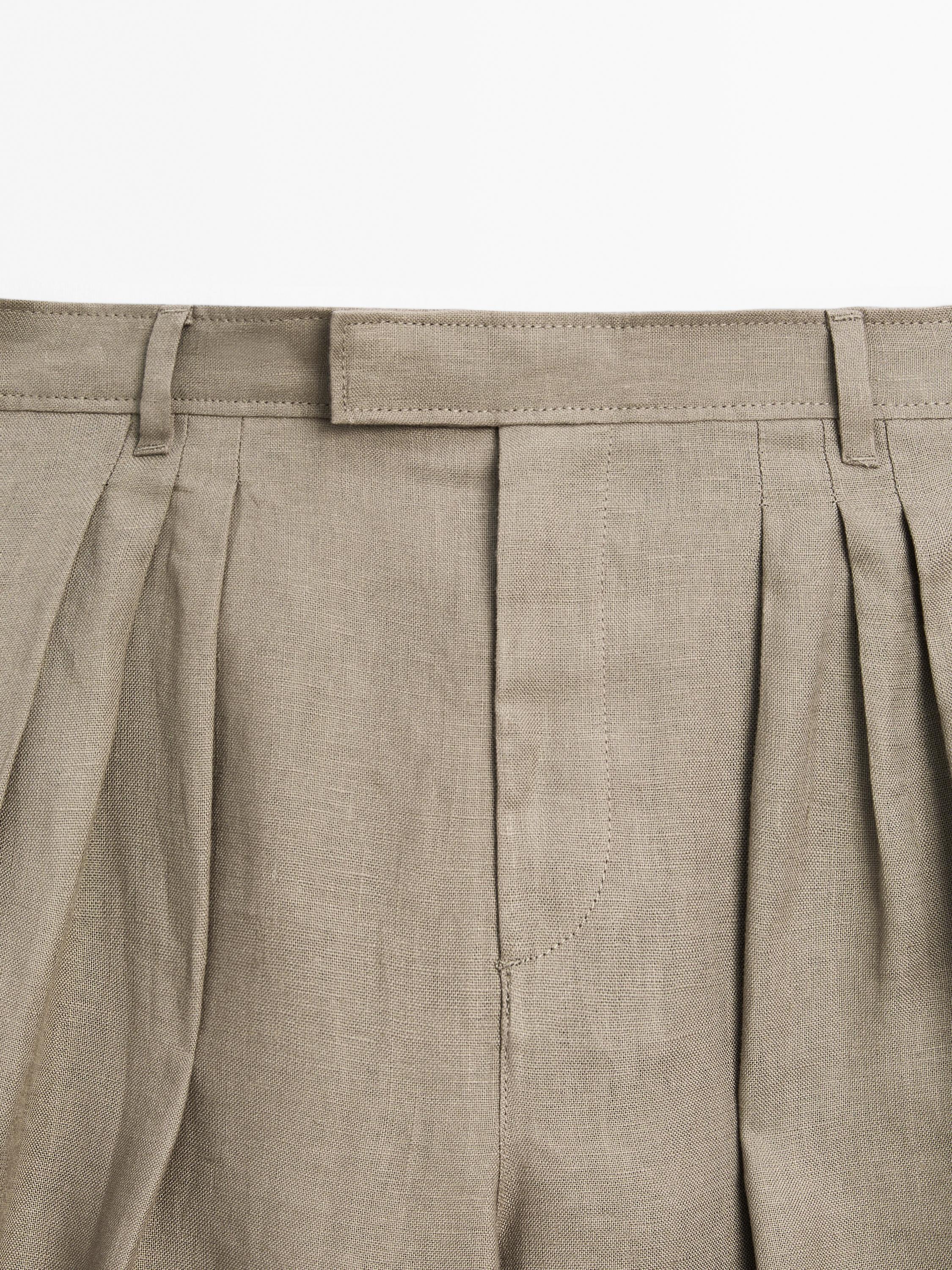 Pantalón triple pinza 100% lino