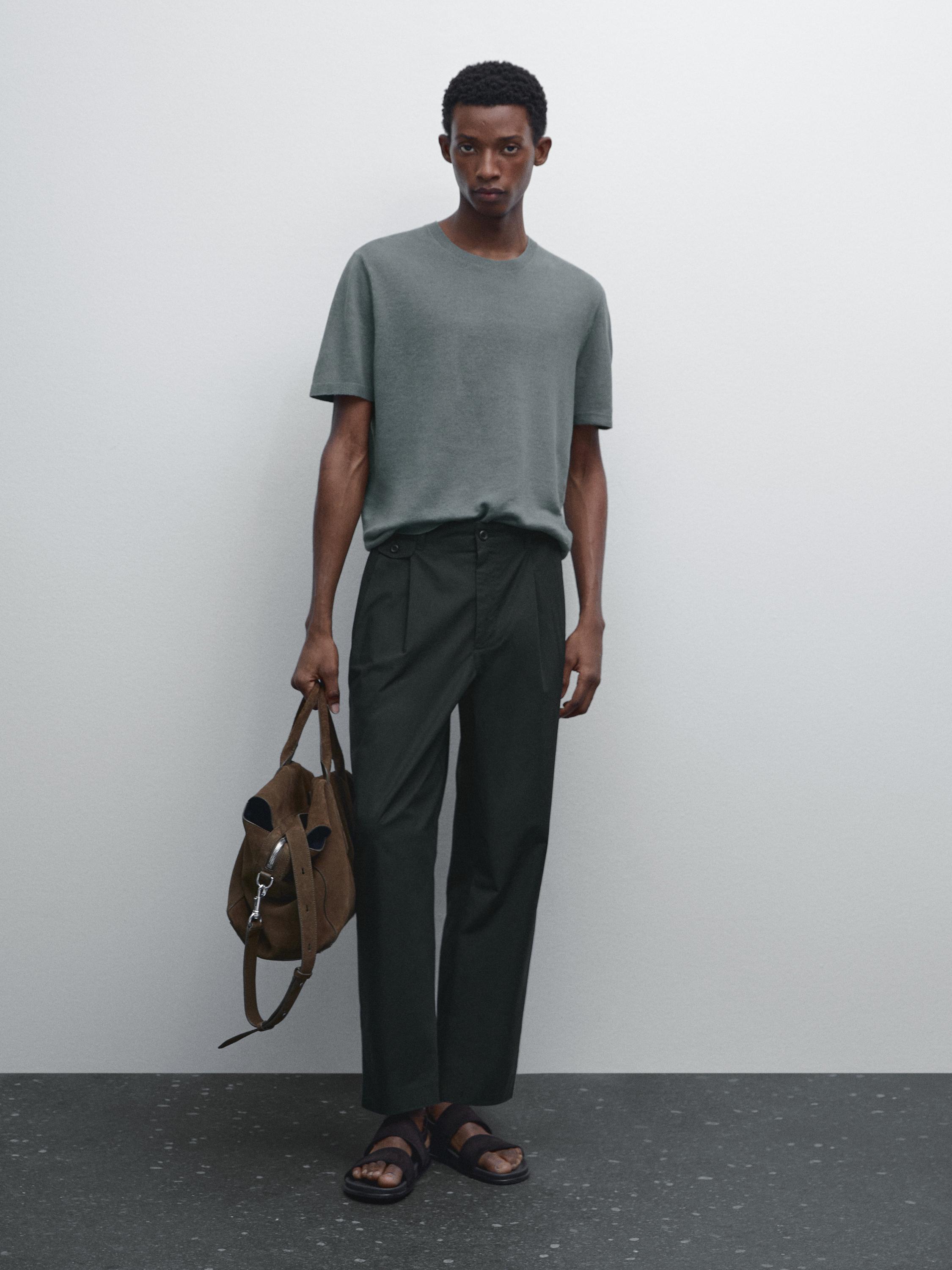 Short sleeve linen knit T-shirt