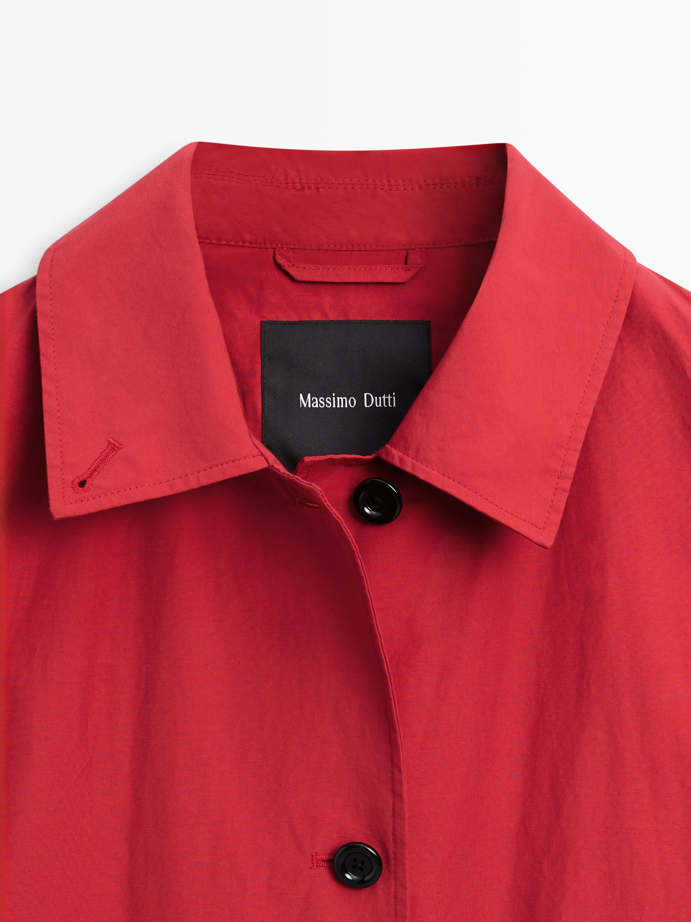 Technical cotton trench coat — RED