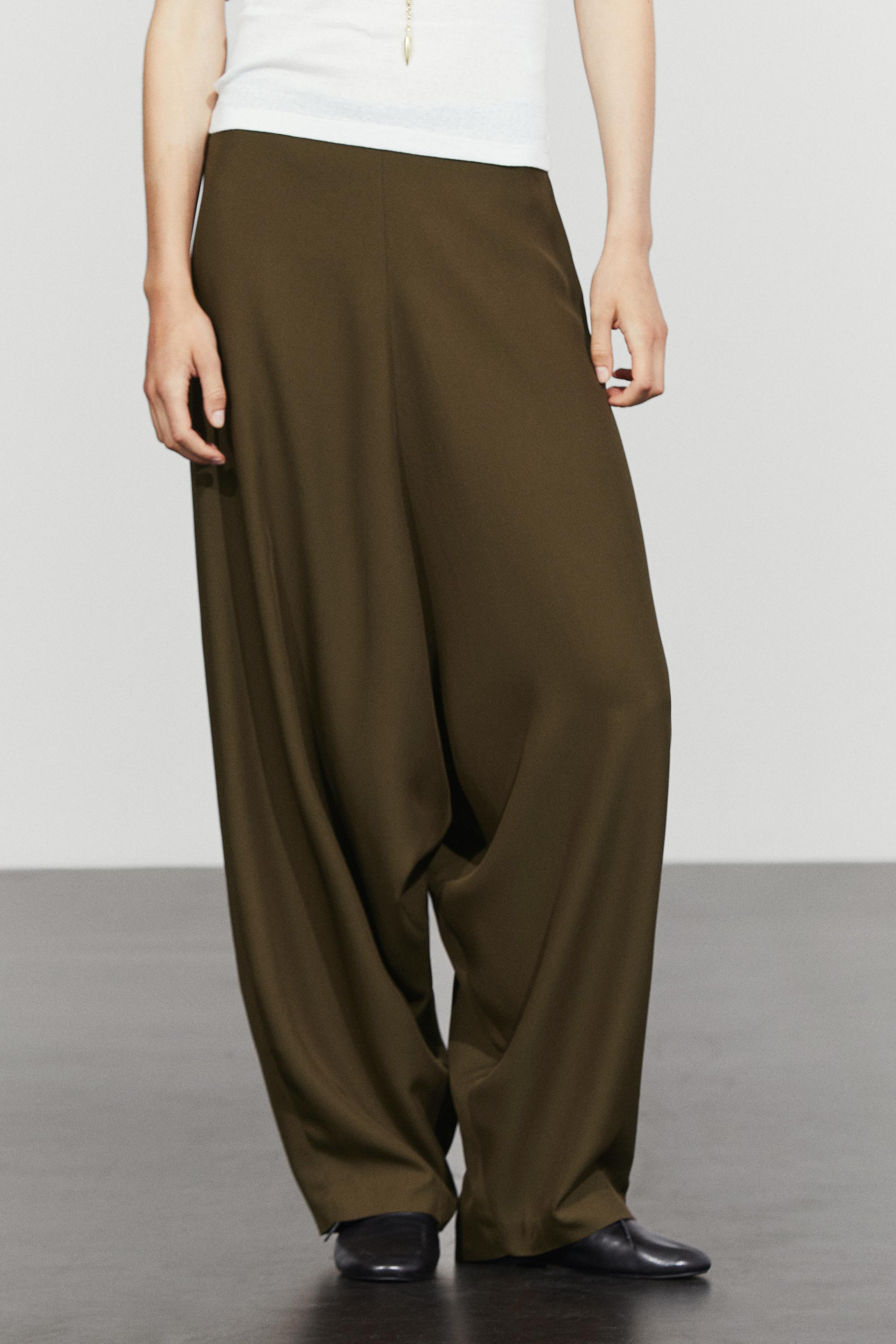 Flowing baggy pants — BROWN MARL