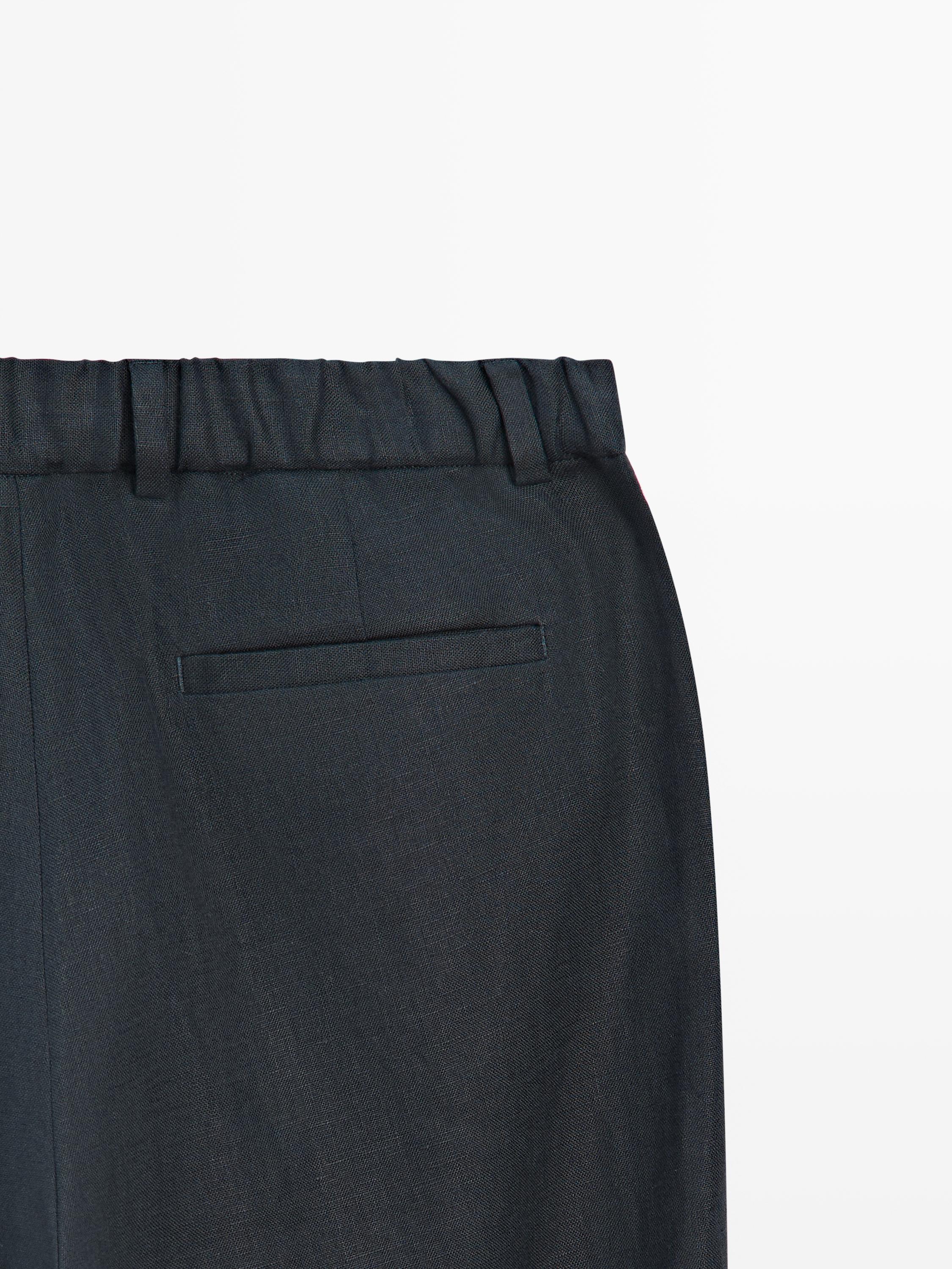 Lightweight 100% linen trousers — NAVY BLUE
