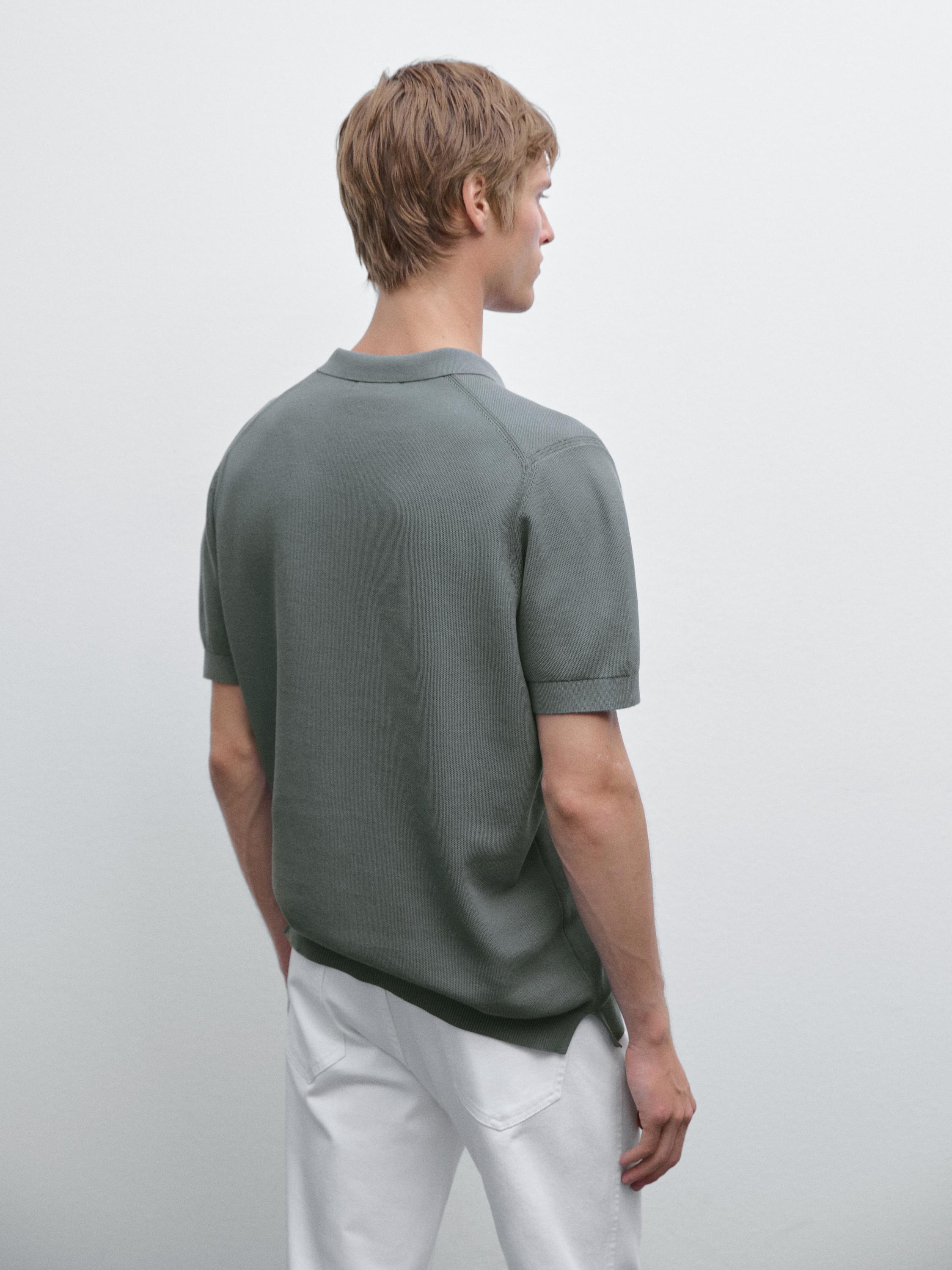 100% cotton knit polo collar sweater