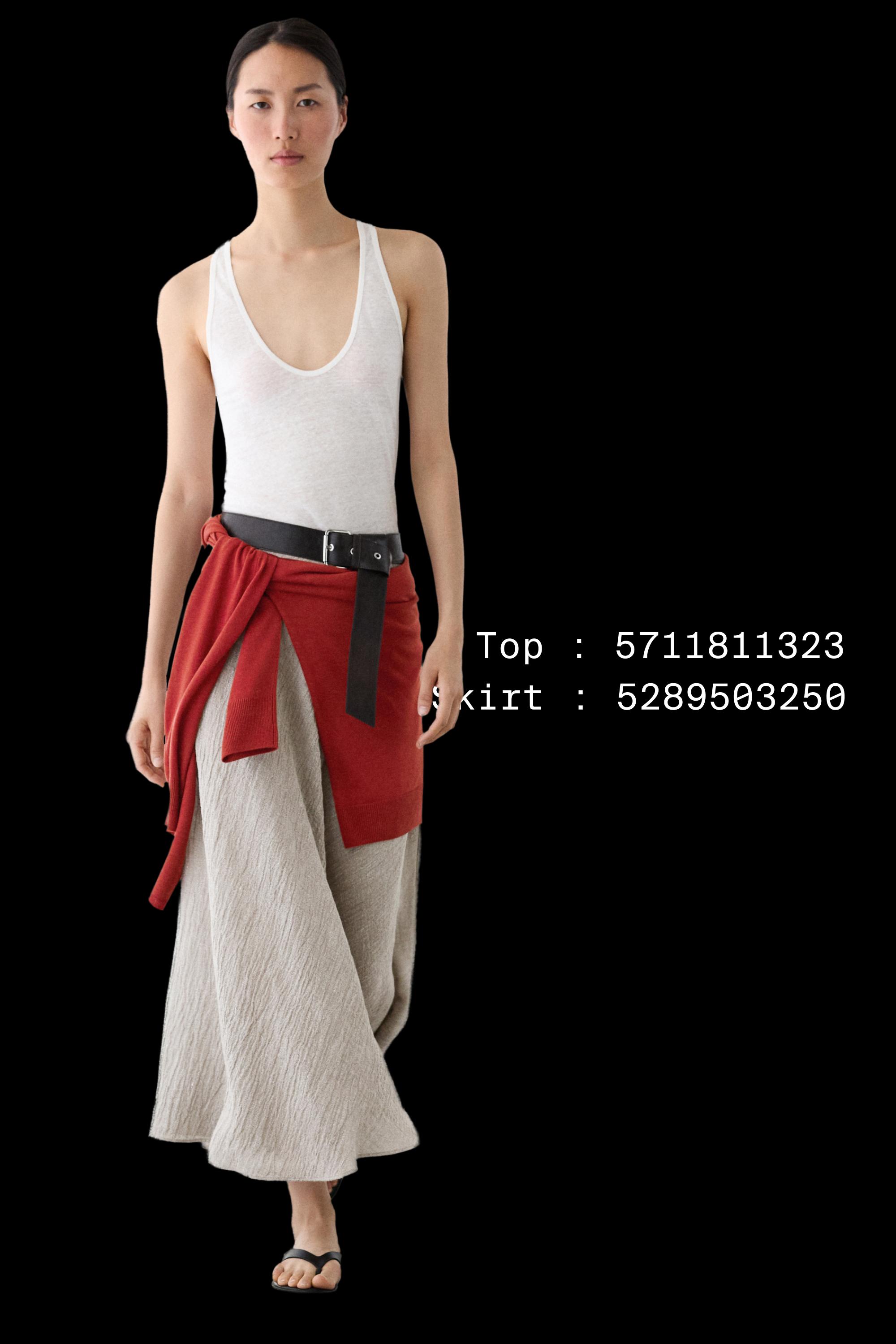 Waffle-knit flared midi skirt — GREY