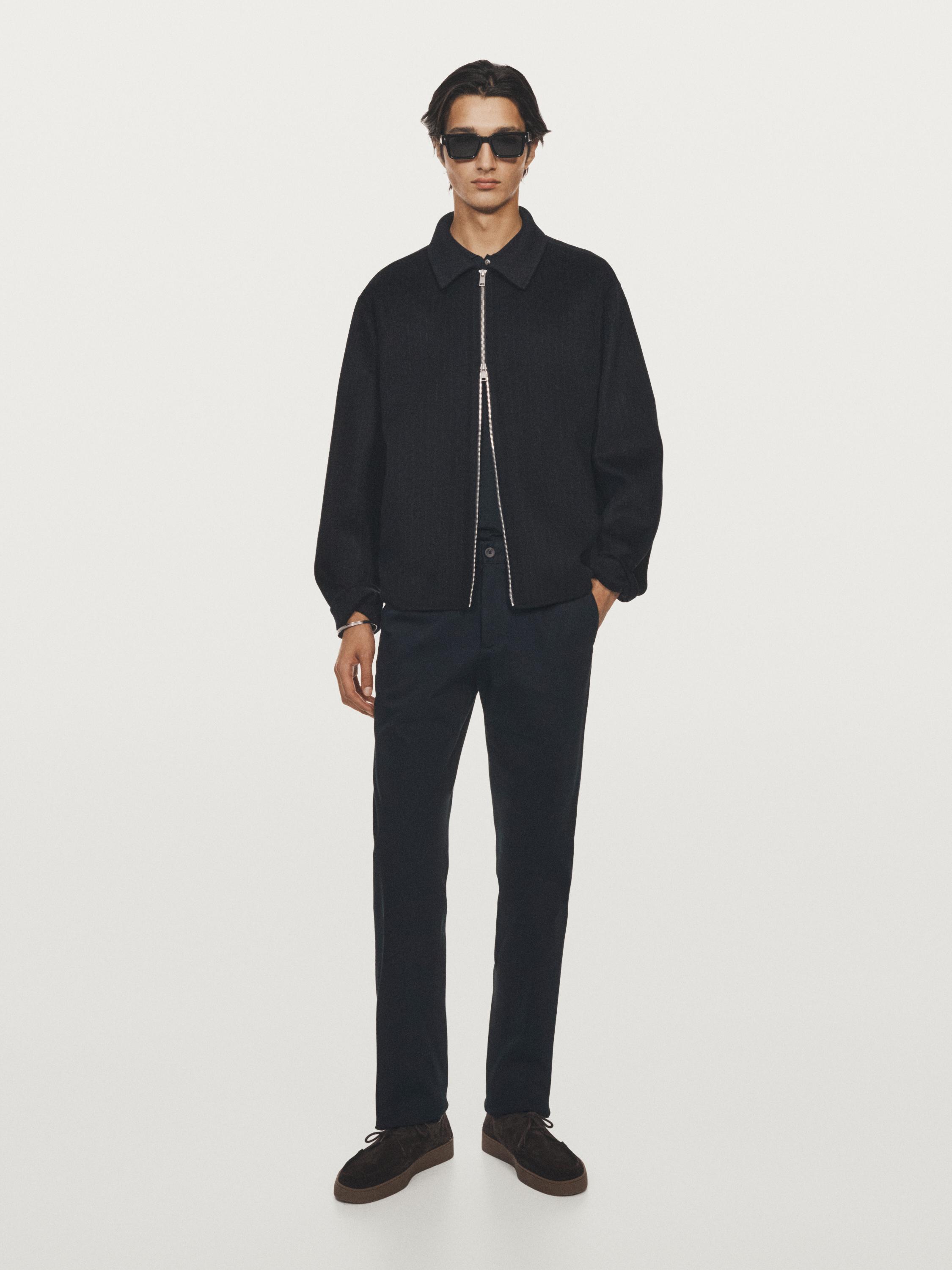 Slim fit textured trousers