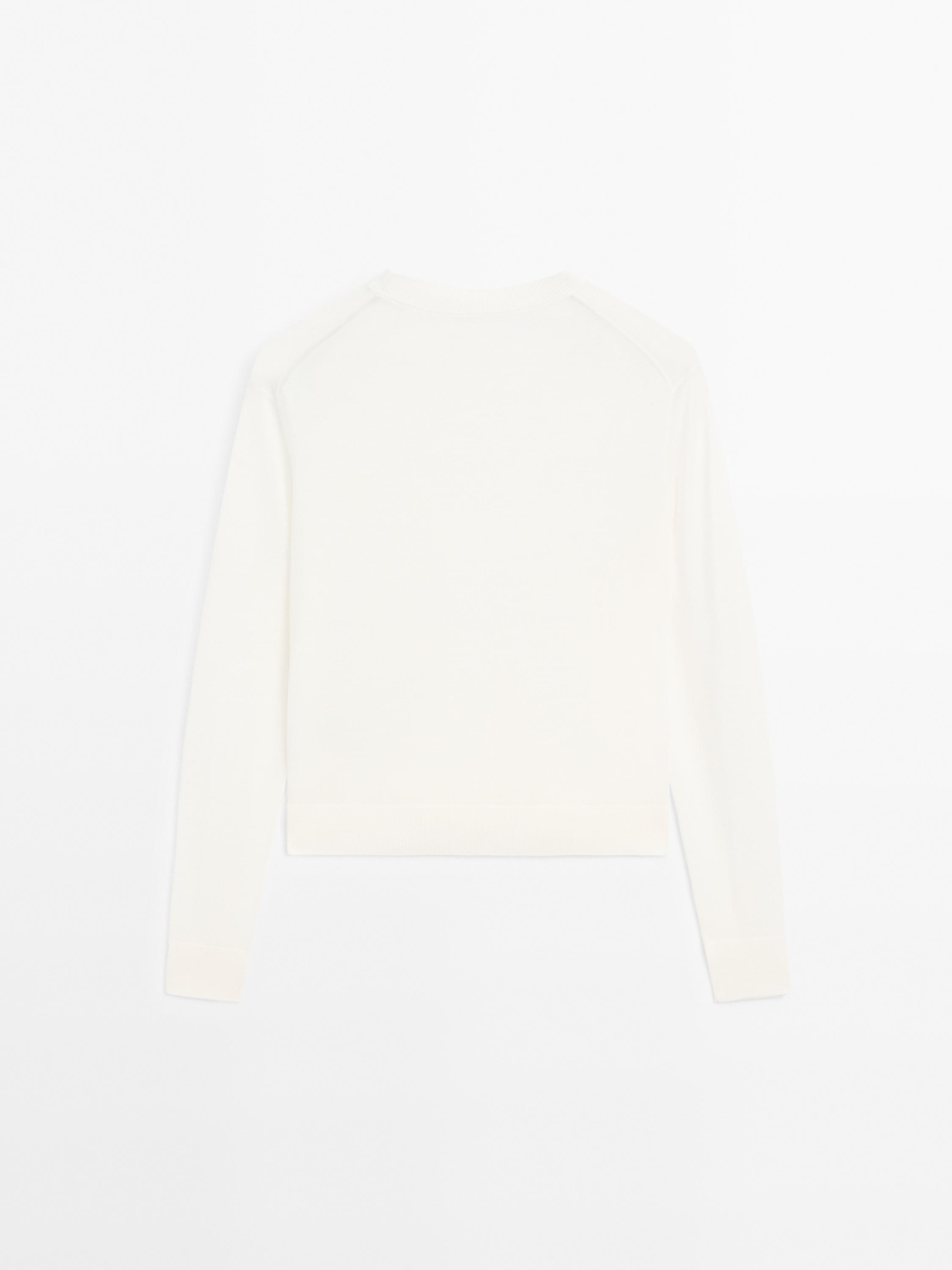 Knit wool blend sweater with crew neck