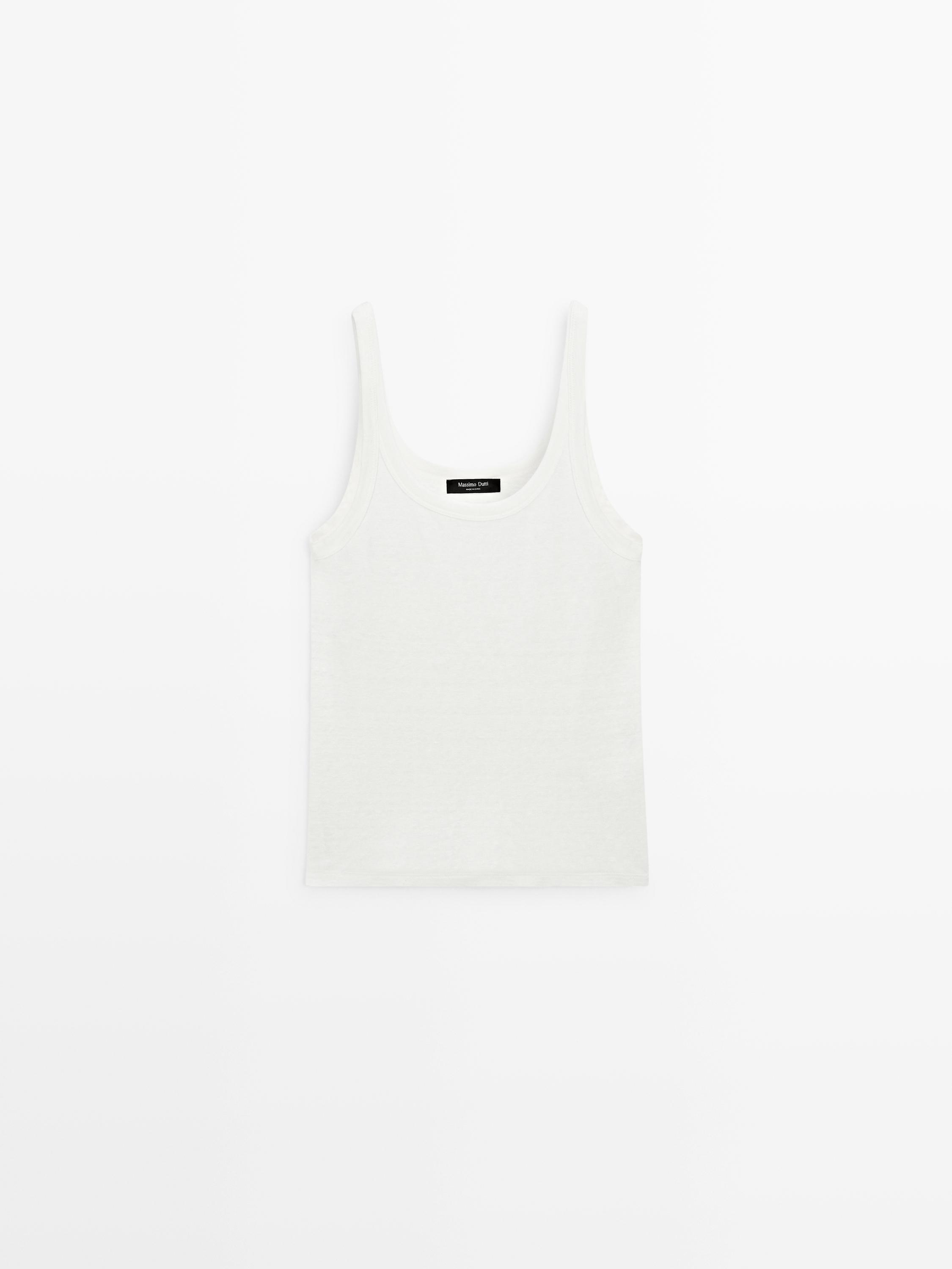 Linen blend vest top