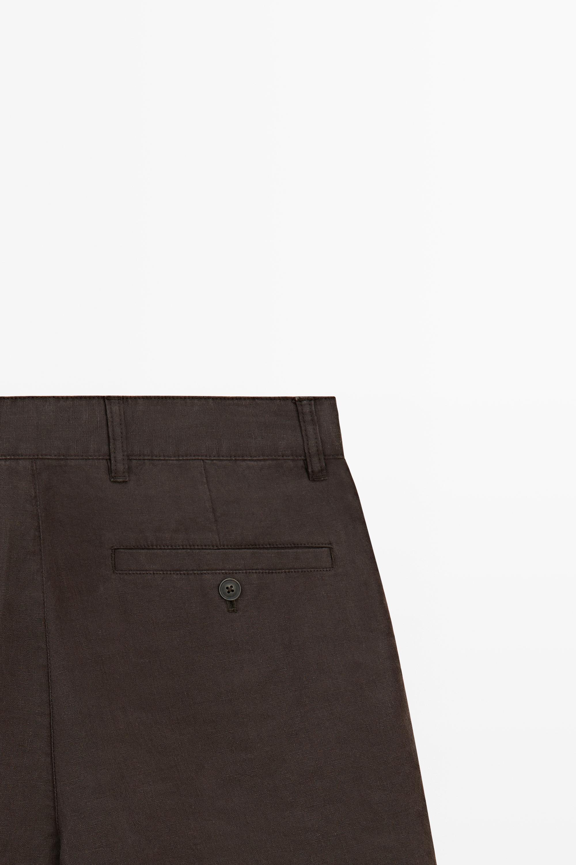 100% linen total look Bermuda shorts — BROWN