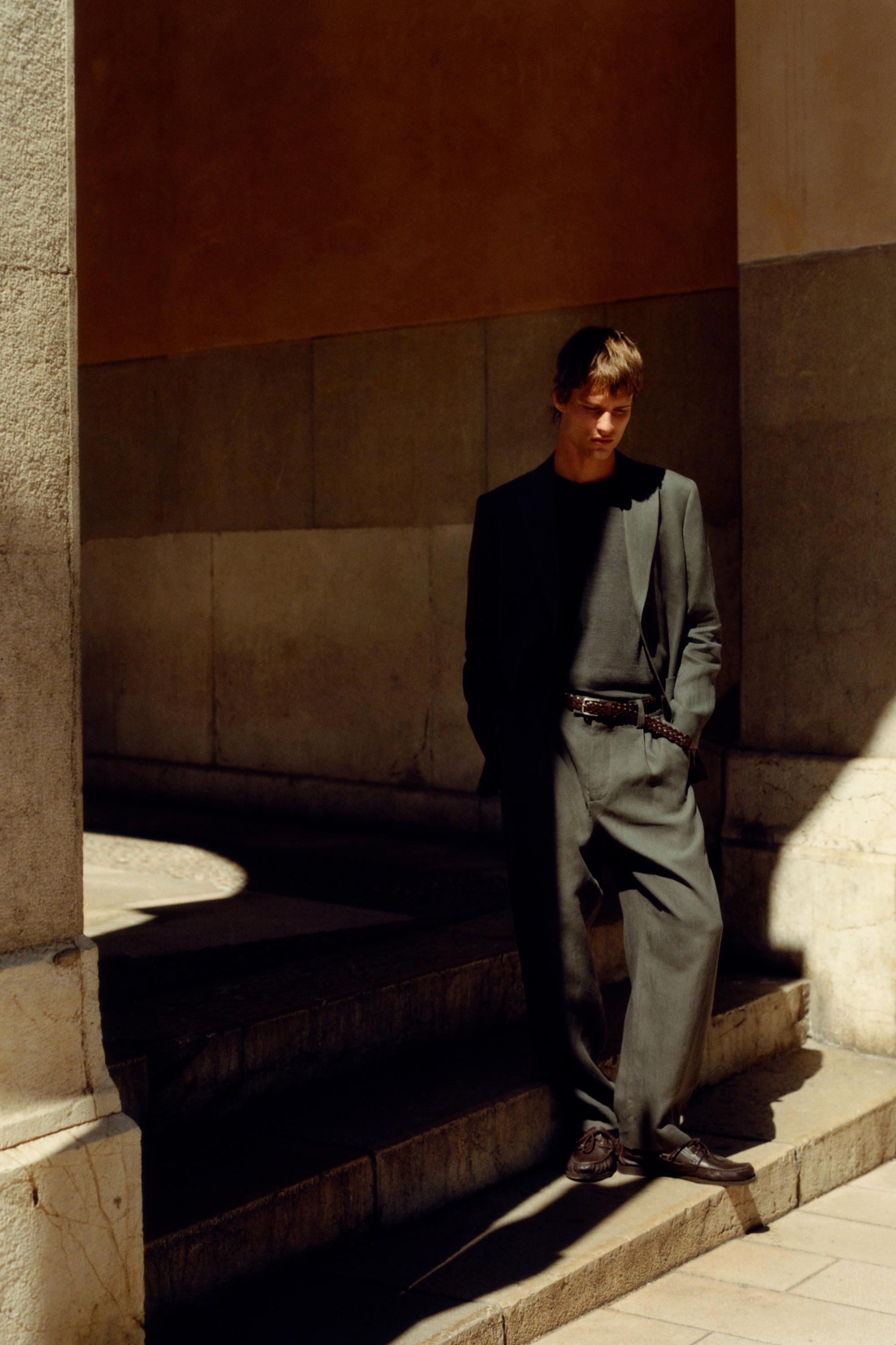 100% linen suit blazer — DARK GREEN