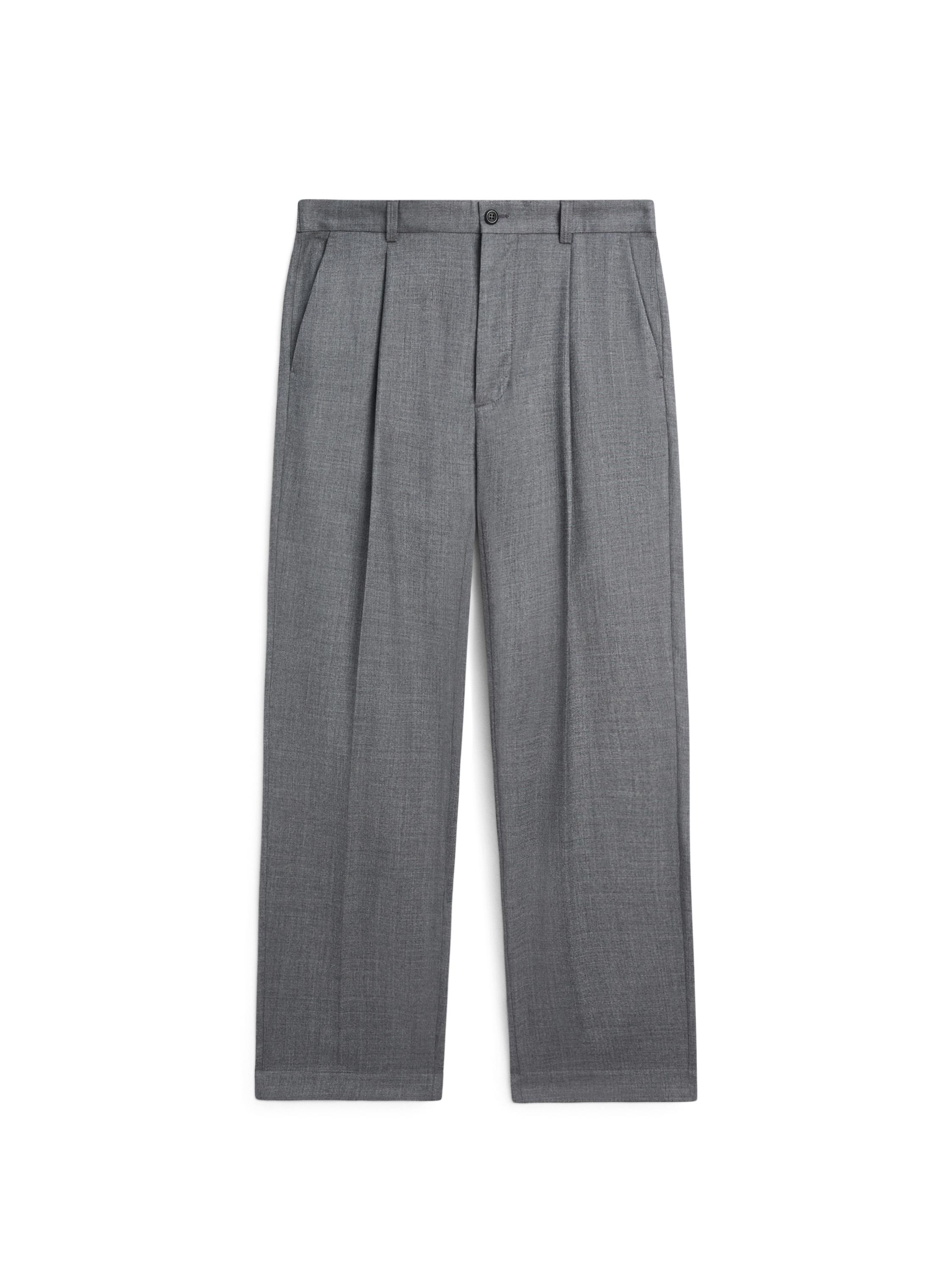 Relaxed fit darted cool wool blend trousers — GREY